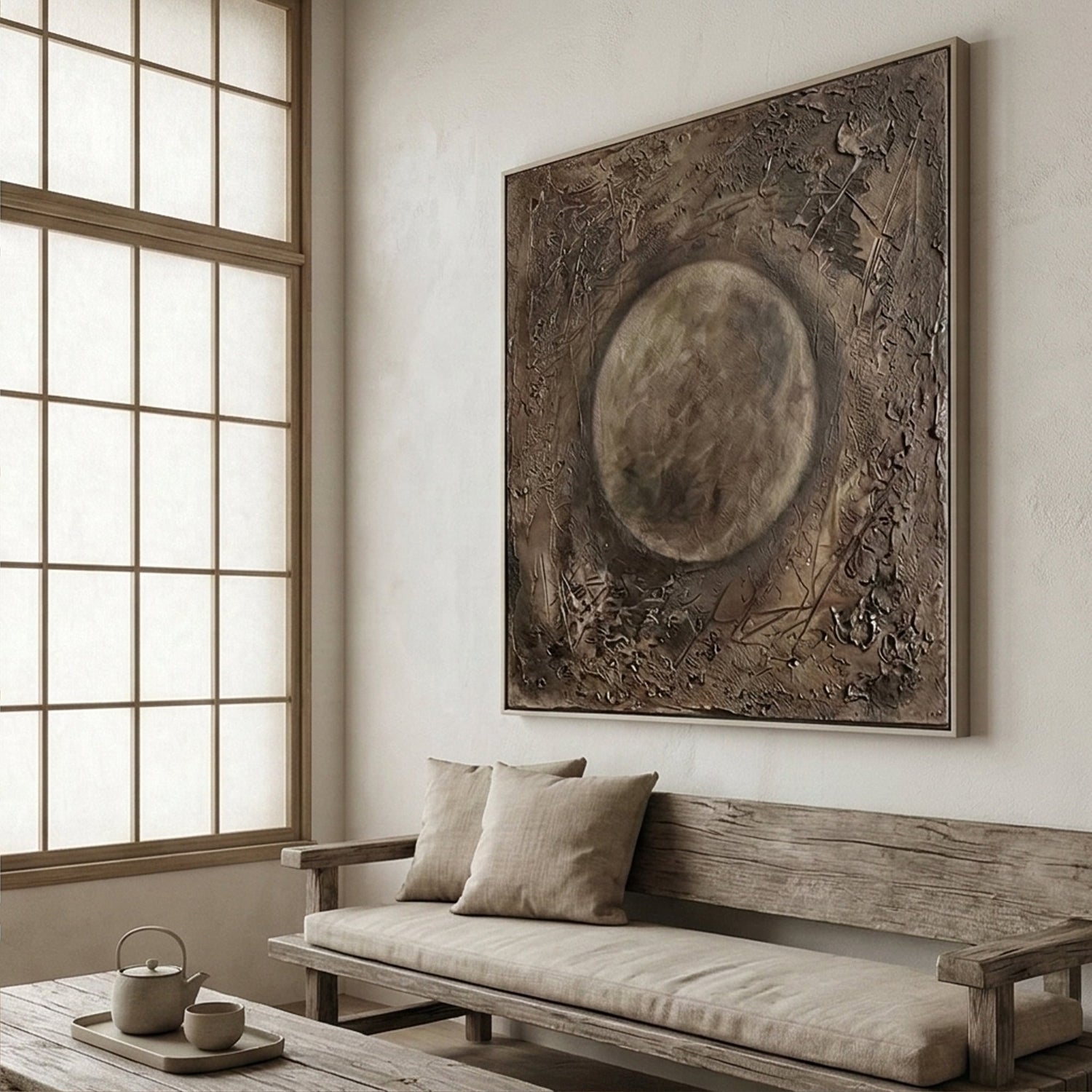 Wabi-Sabi Art | Moonlit Earth Flow Neutral Earth Tone Wall Art