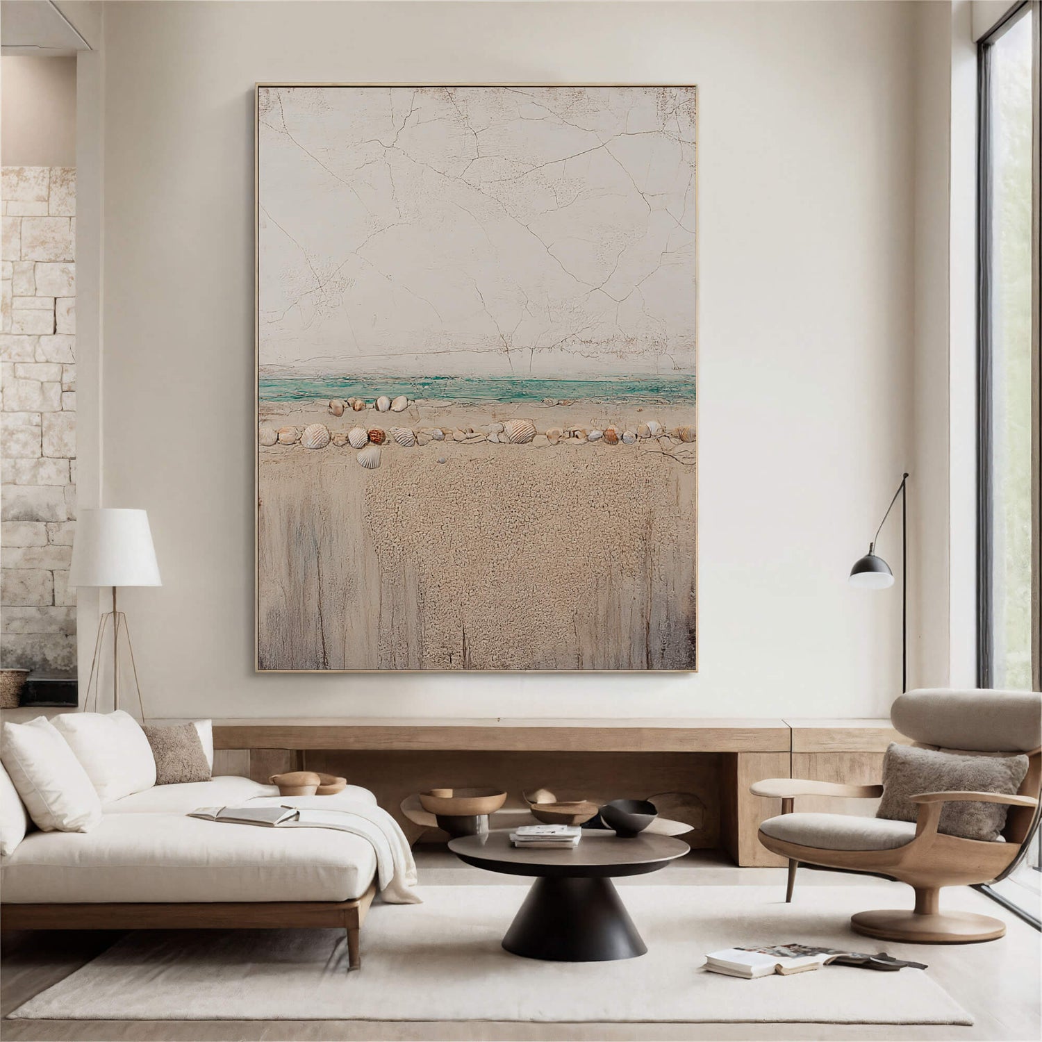Wabi-Sabi Art | Coastal Shell Horizon Neutral Earth Tone Wall Art