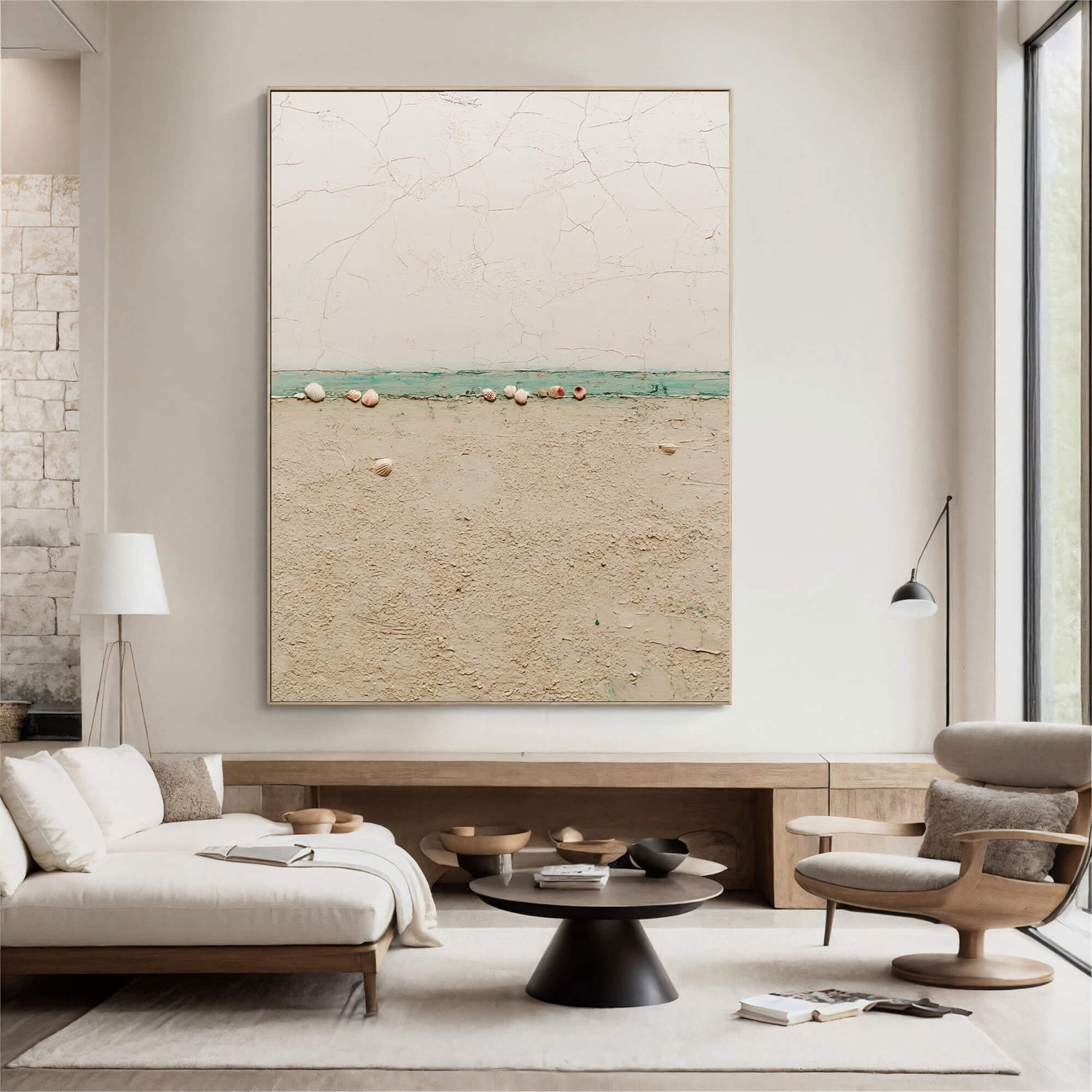 Wabi-Sabi Art | Seashell Cracked Shore Weathered Textured Wall Art