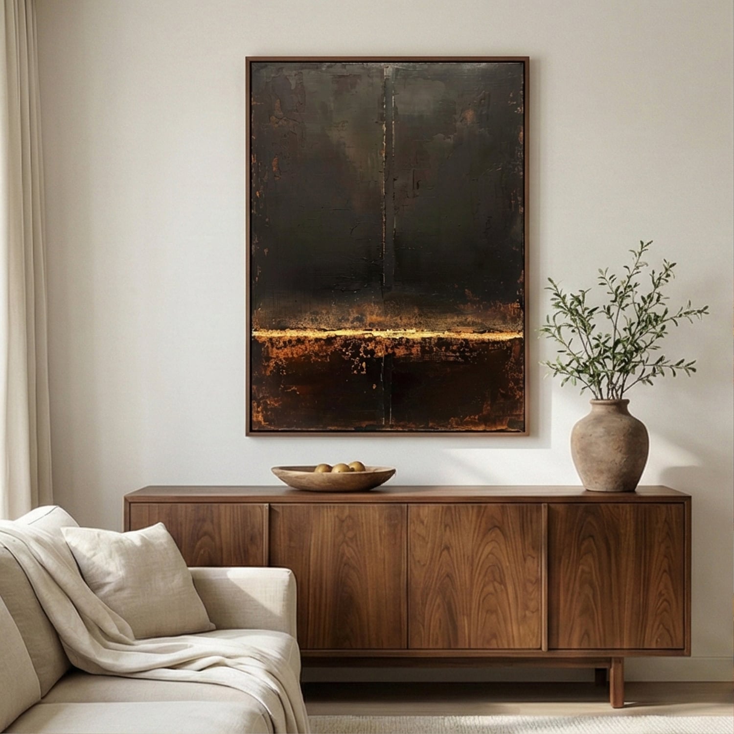Wabi-Sabi Art | Luminous Depths Minimalist Living Room Wall Decor
