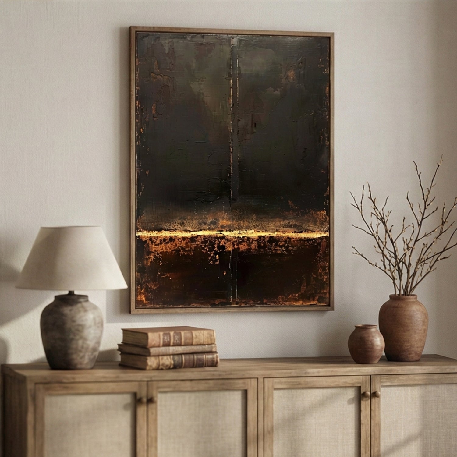 Wabi-Sabi Art | Luminous Depths Minimalist Living Room Wall Decor