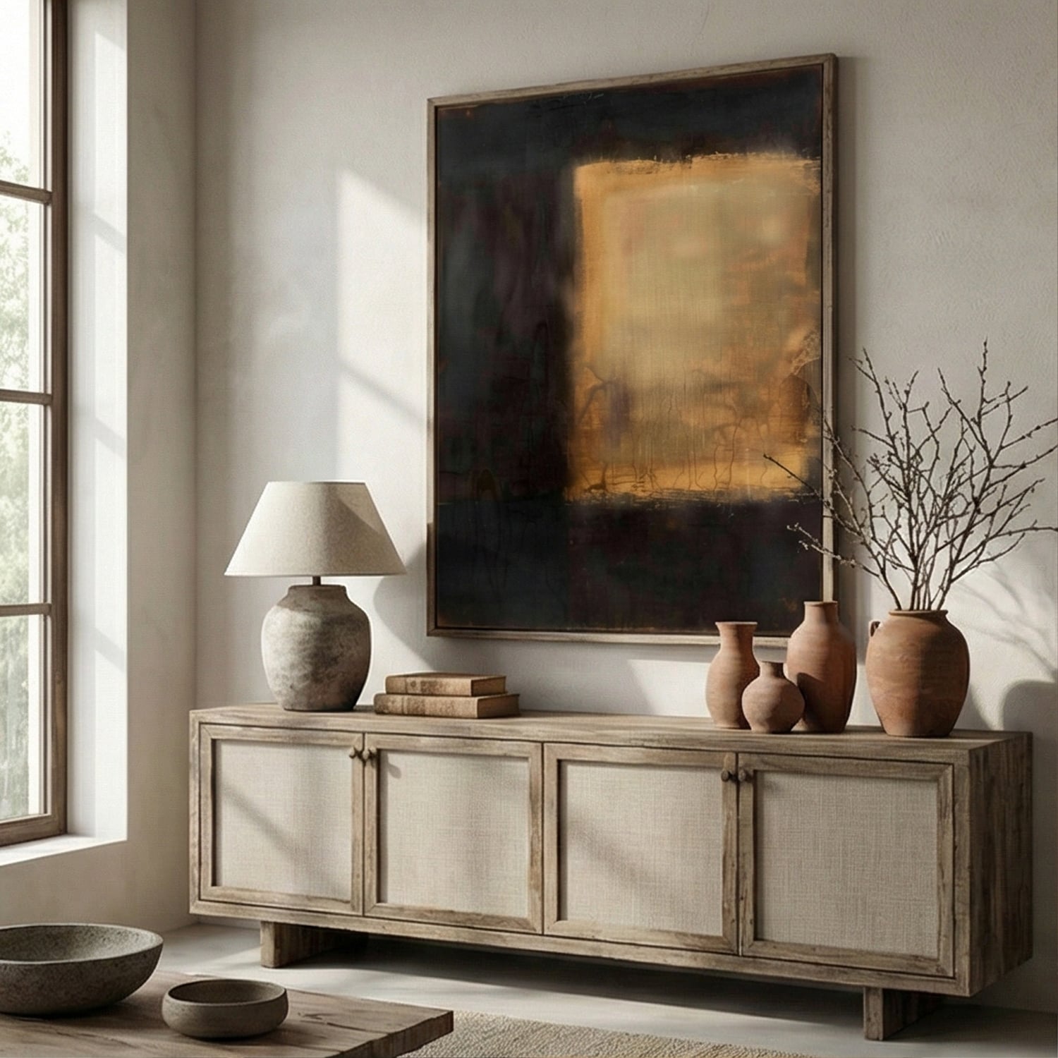 Wabi-Sabi Art | Aperture in Amber Calm Bedroom Wall Art