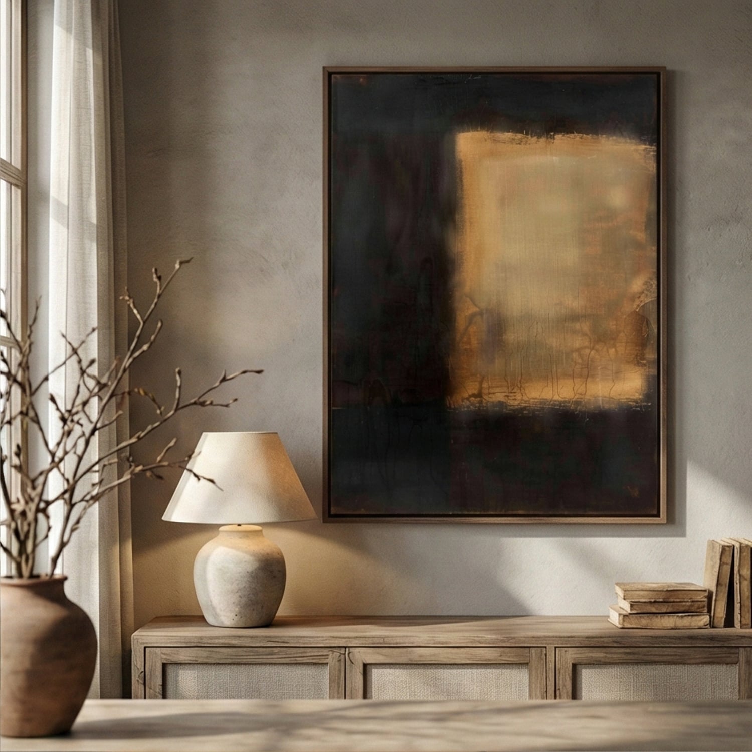 Wabi-Sabi Art | Aperture in Amber Calm Bedroom Wall Art