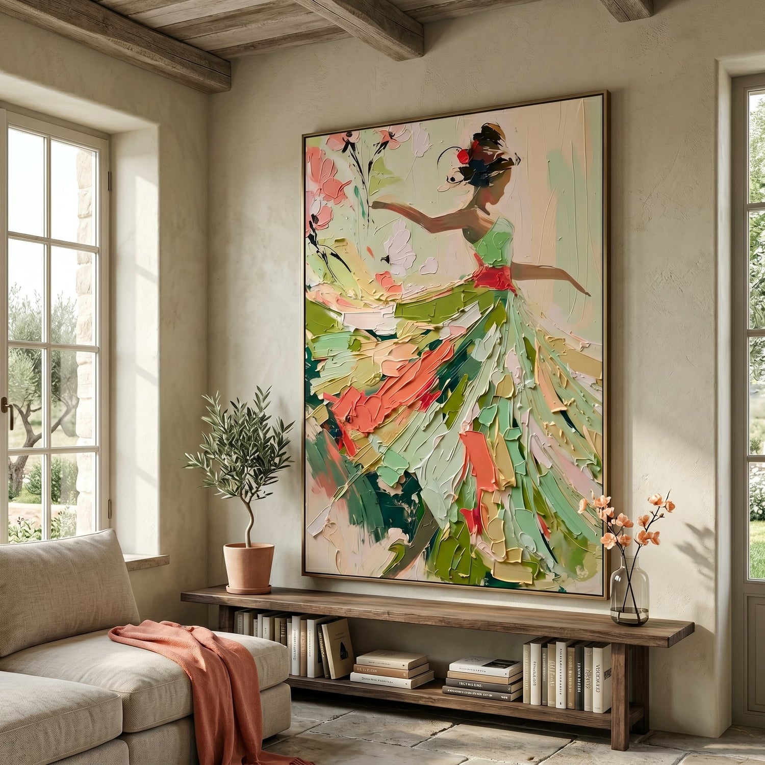 3D-Textured Art | Floral Dancer in Motion Botanical Textured Wall Art
