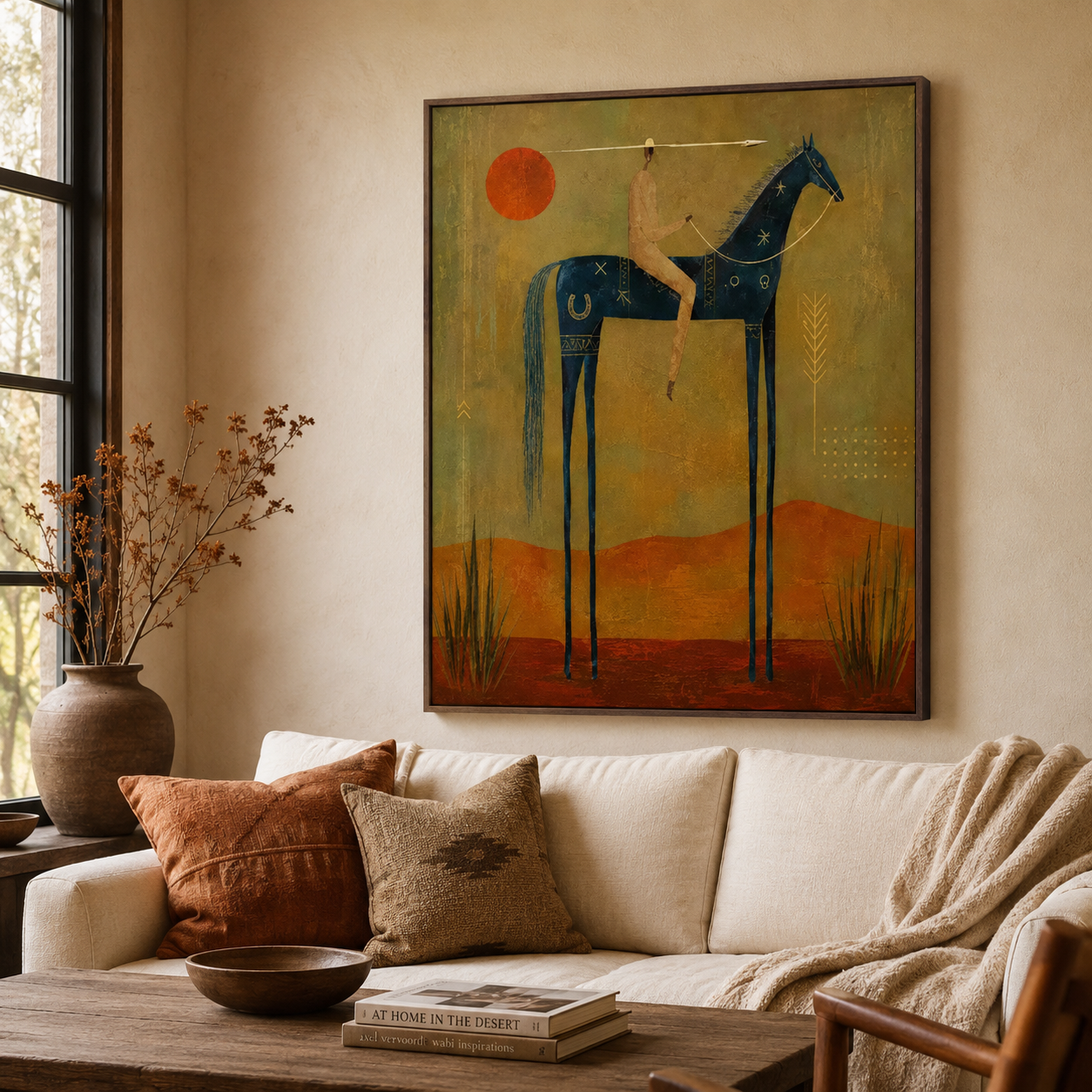 Vintage Americana Art | Desert Totem Rider Western Canvas Wall Decor