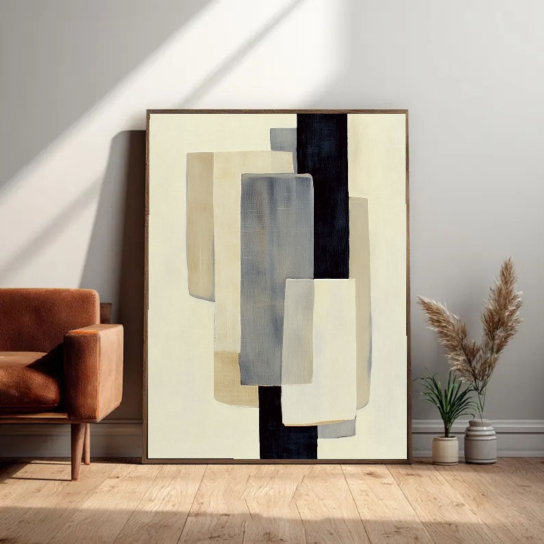 Abstract Art | Neutral Block Harmony Modern Abstract Wall Decor