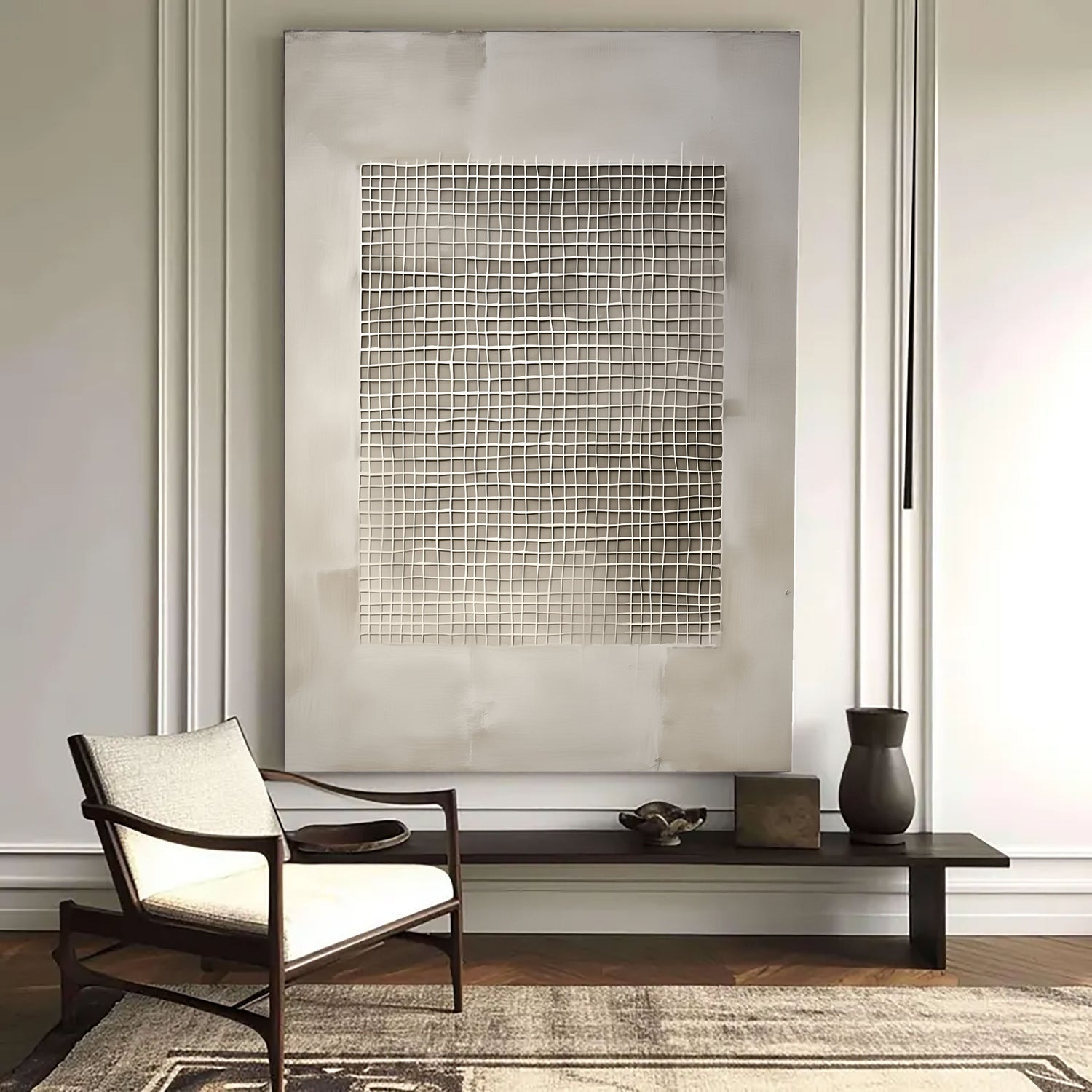 Wabi-Sabi Art | Textured Grid Serenity Organic Texture Canvas Wall Art