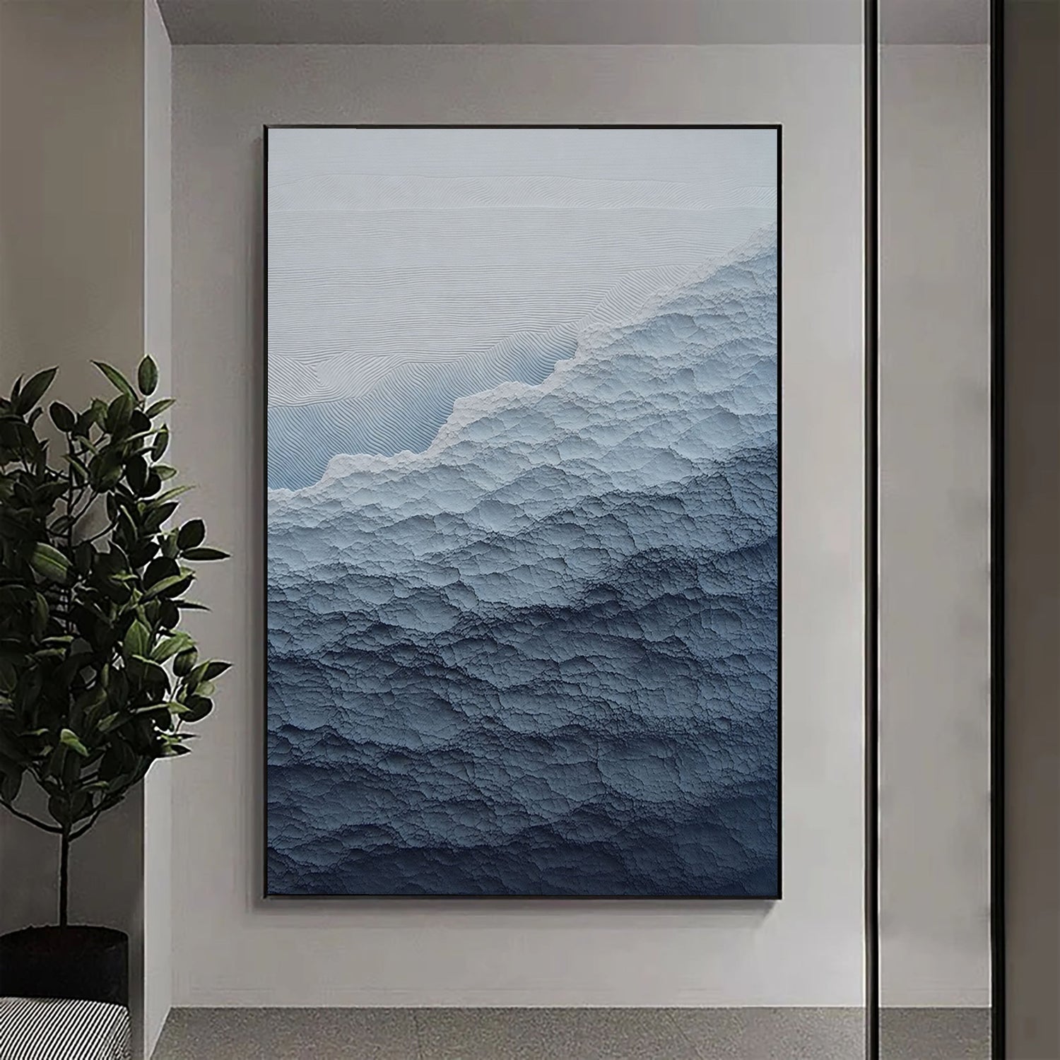 3D-Textured Art | Coastal Wave Relief Coastal Textured Wall Art