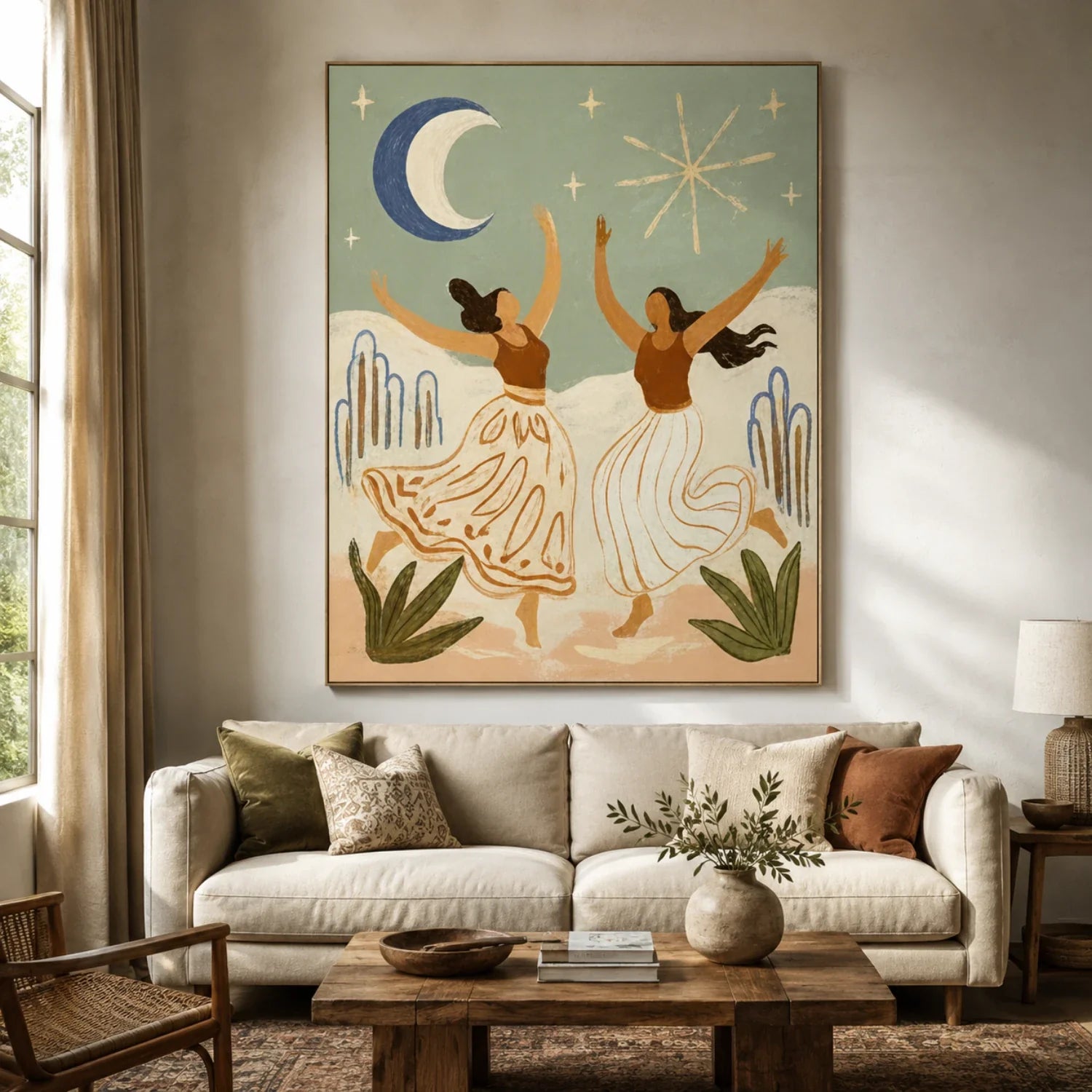 Vintage Americana Art | Moonlight Dance Rustic Living Room Wall Art