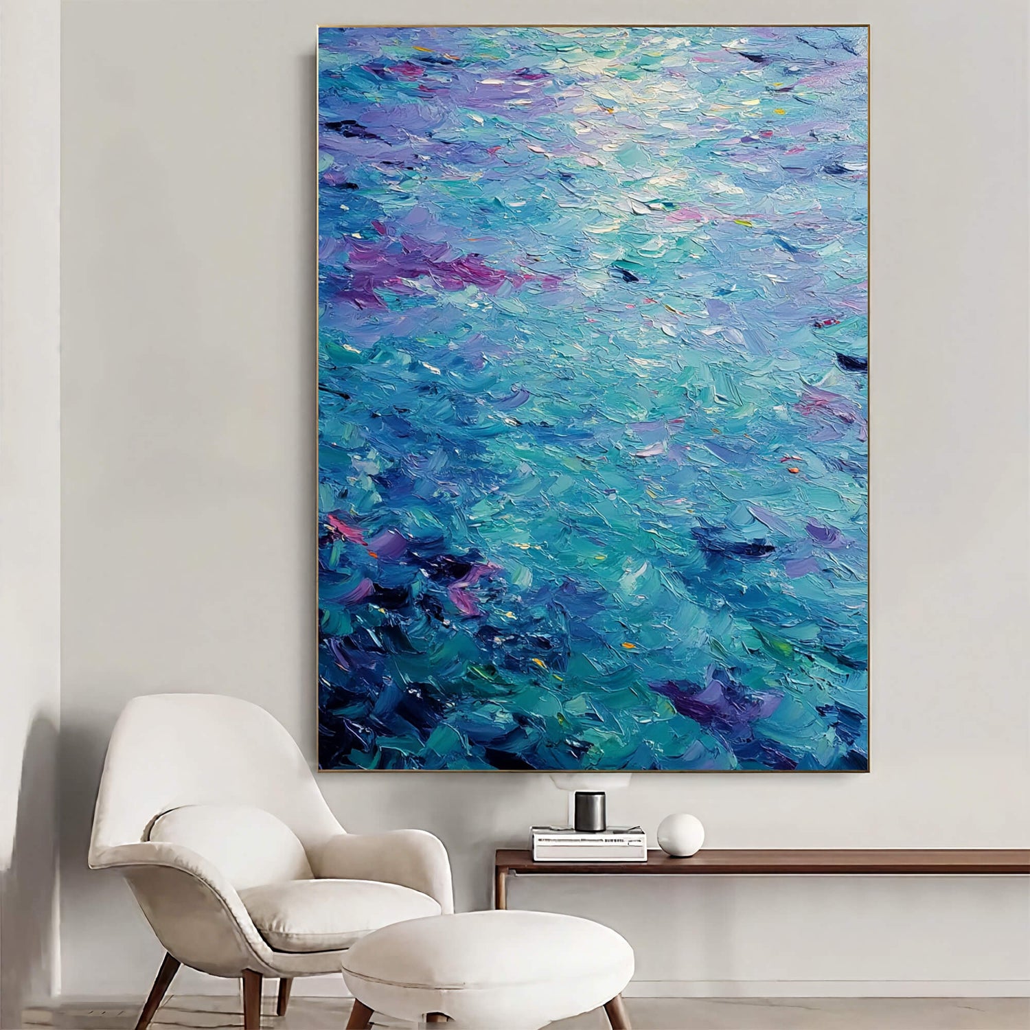 Impressionist Art | Turquoise Ripple Dance Floral Canvas Wall Art
