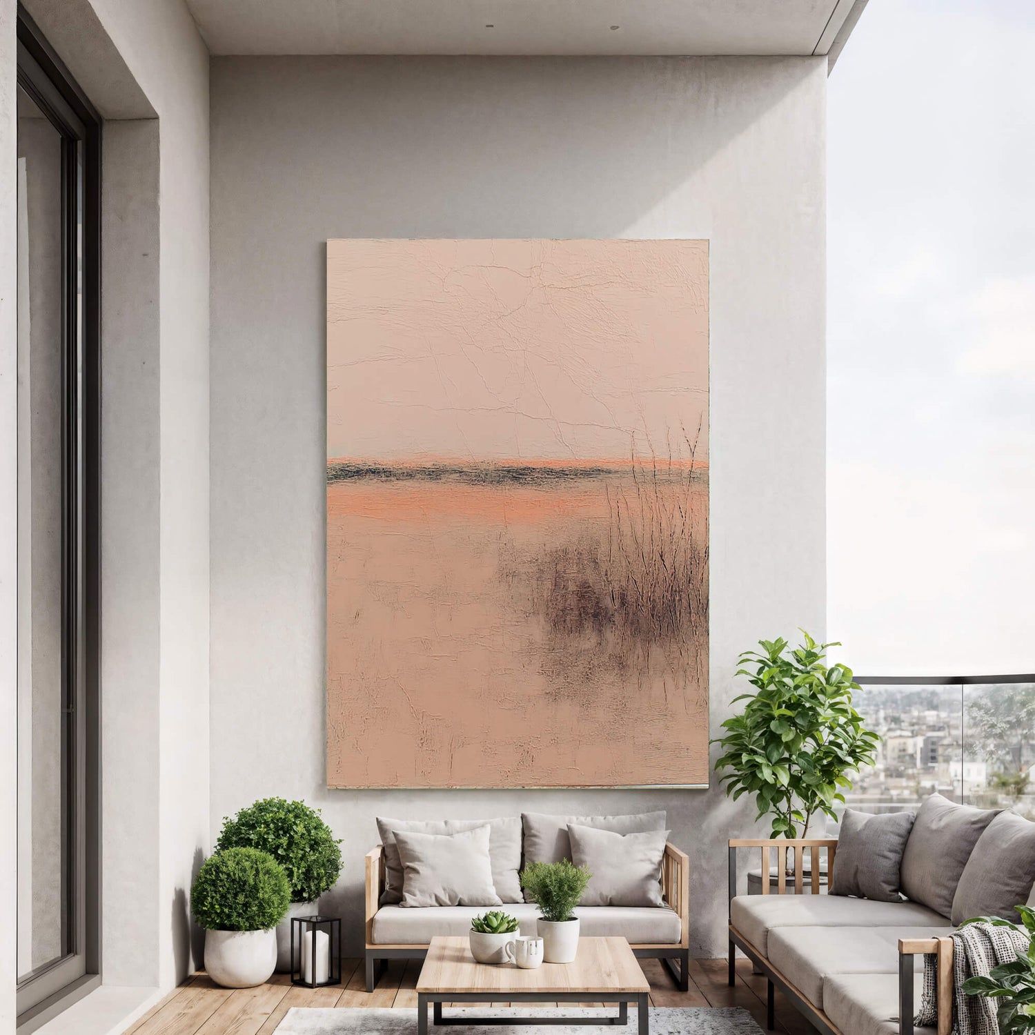 Wabi-Sabi Art | Cracked Reed Horizon Weathered Textured Wall Art