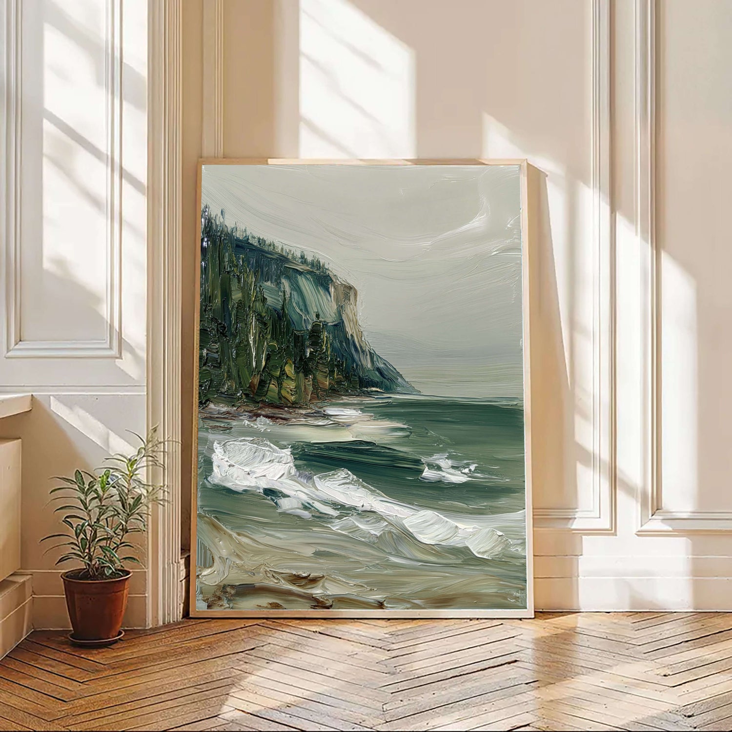 Impressionist Art | Coastal Cliff Breakers Soft Landscape Canvas Wall Art