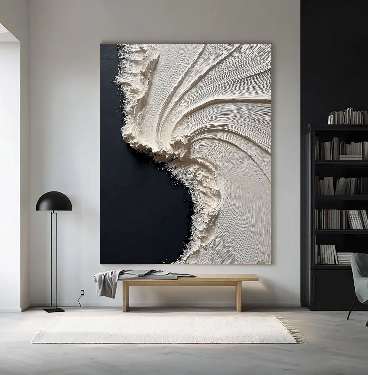 3D-Textured Art | Cream Wave Surge Coastal Textured Wall Art