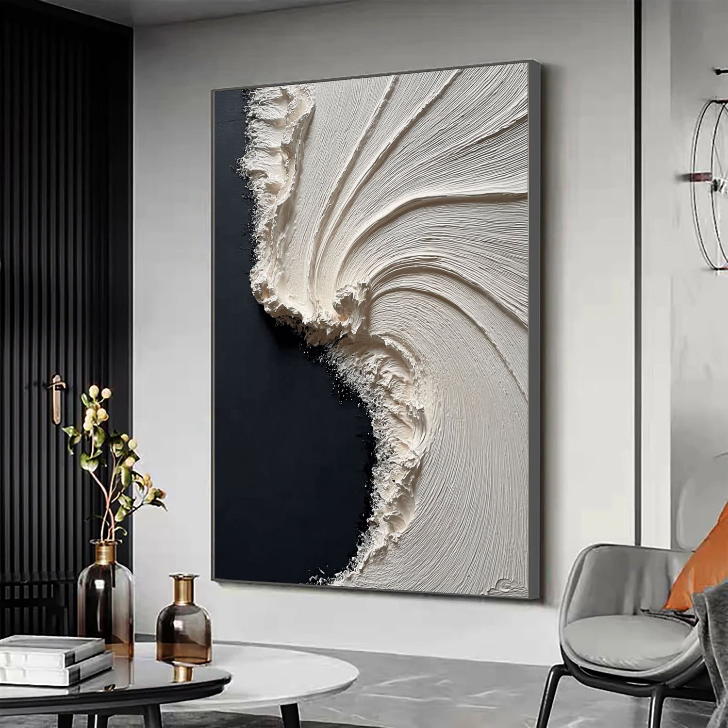3D-Textured Art | Cream Wave Surge Coastal Textured Wall Art
