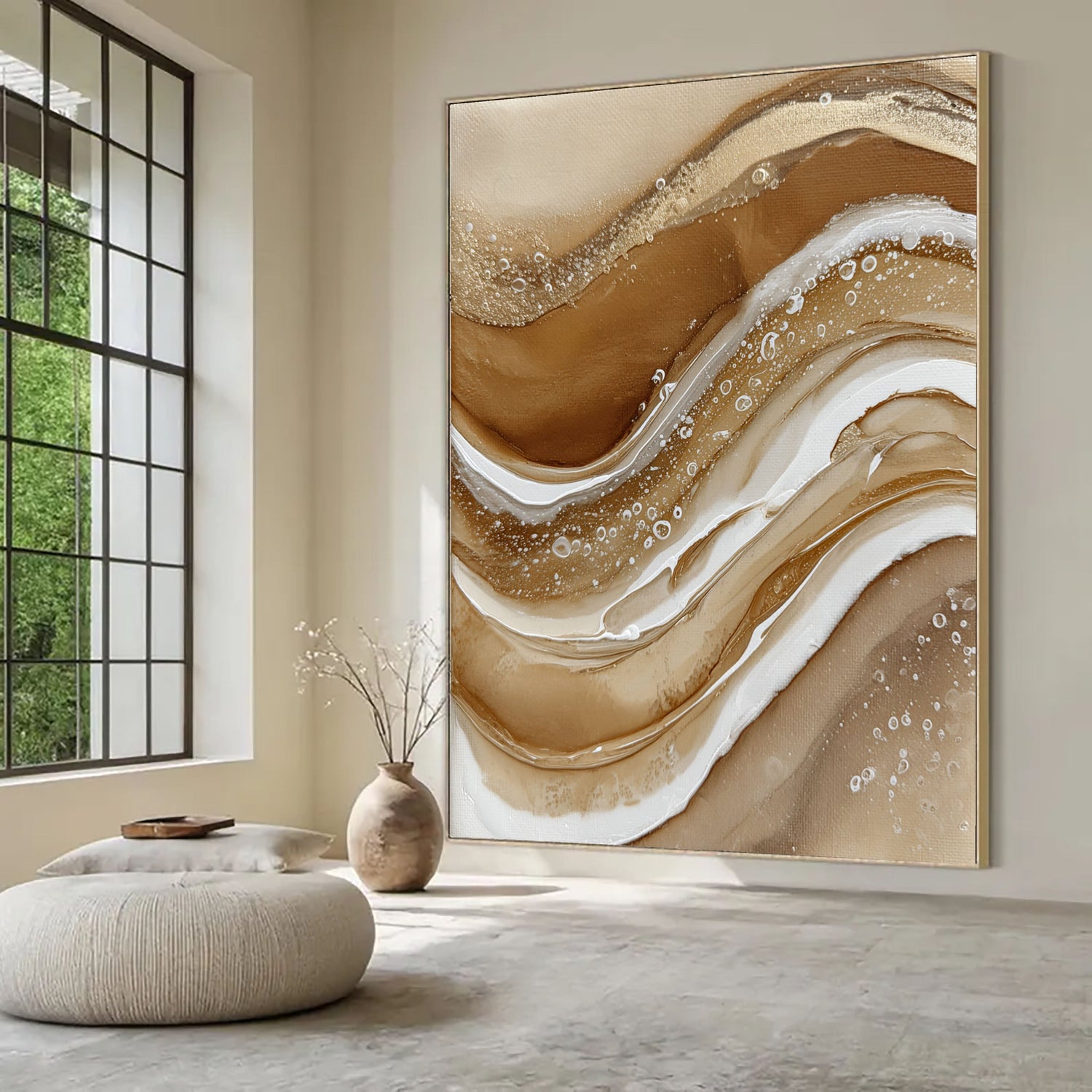 Abstract Art | Golden Fluid Drift Colorful Abstract Canvas Wall Art