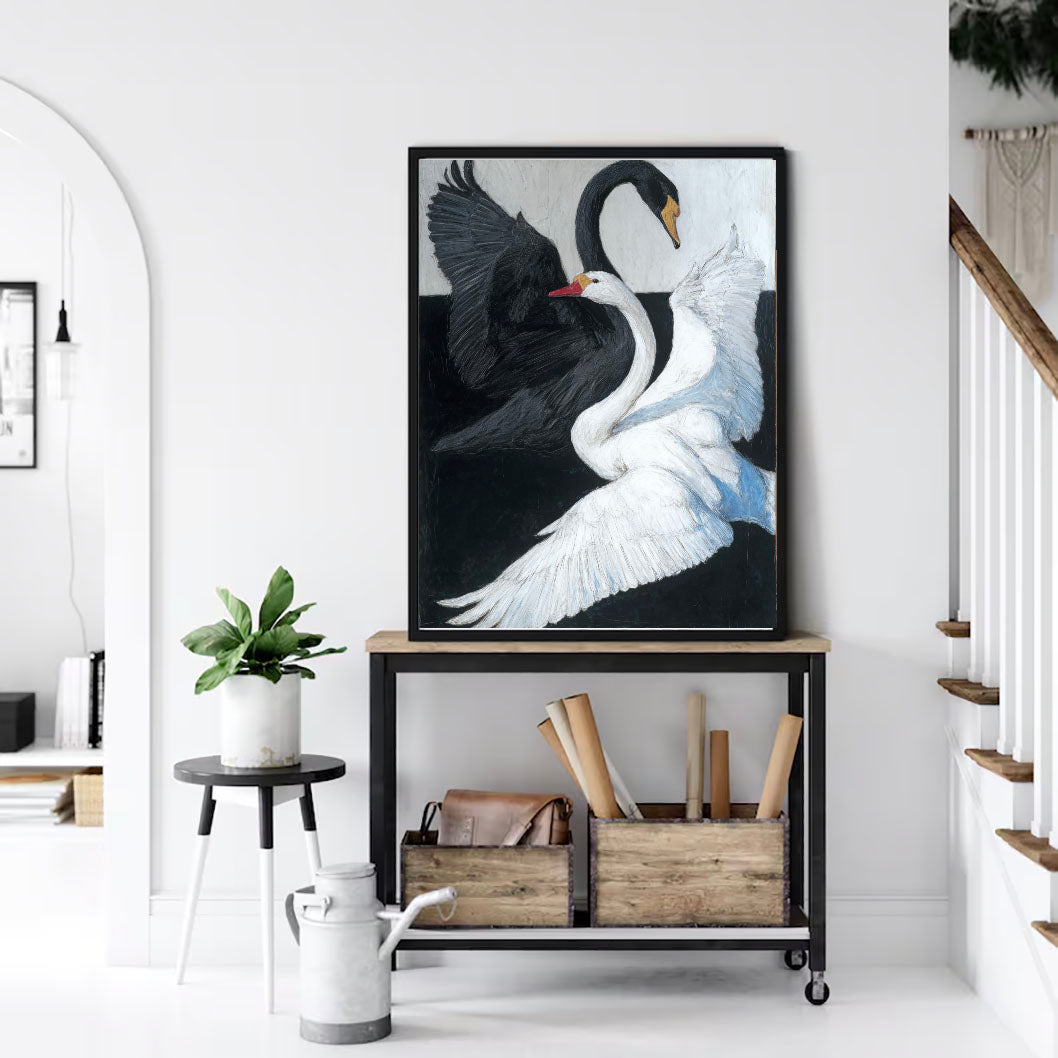 Impressionist Art | Swan Duality Grace Light Filled Bedroom Wall Art