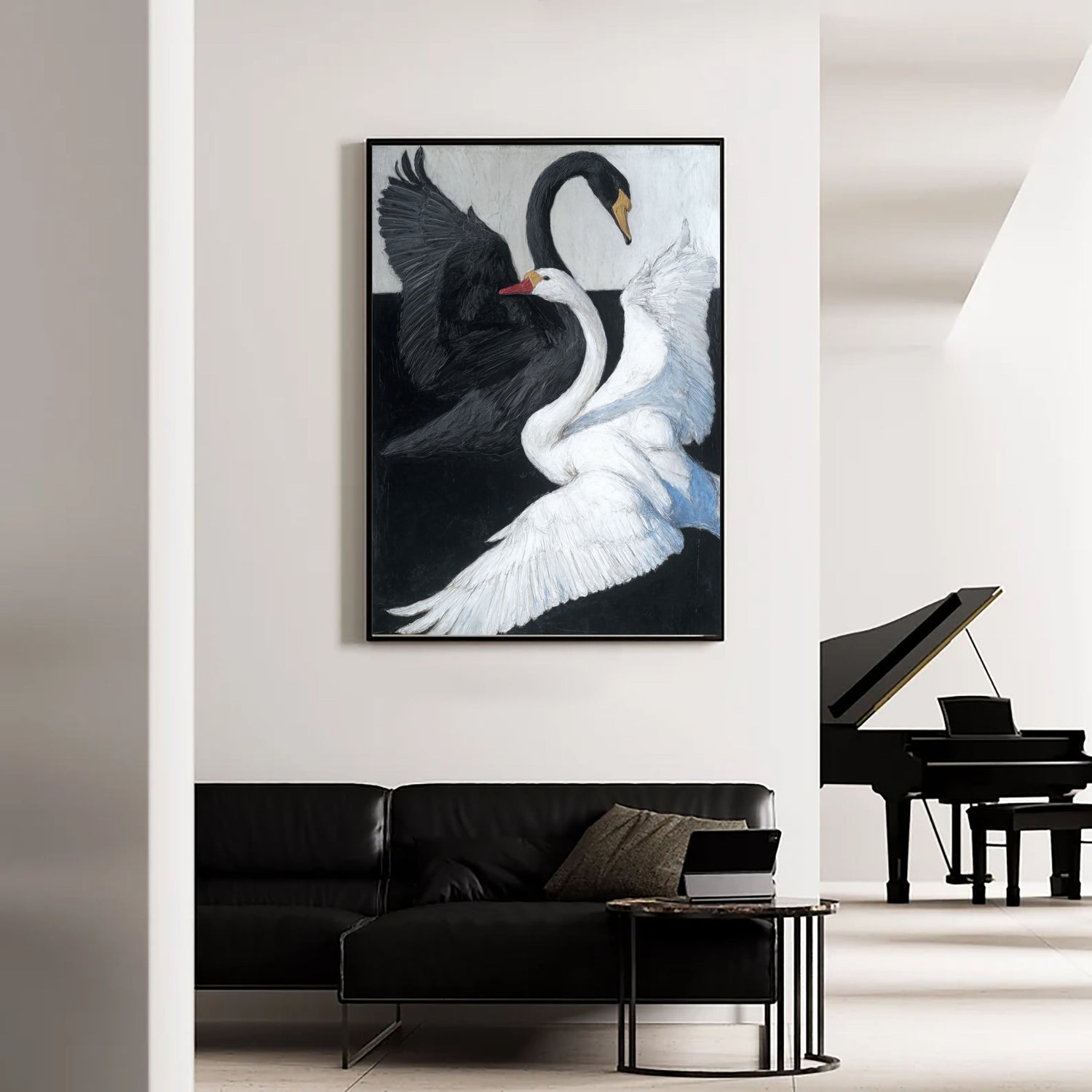 Impressionist Art | Swan Duality Grace Light Filled Bedroom Wall Art