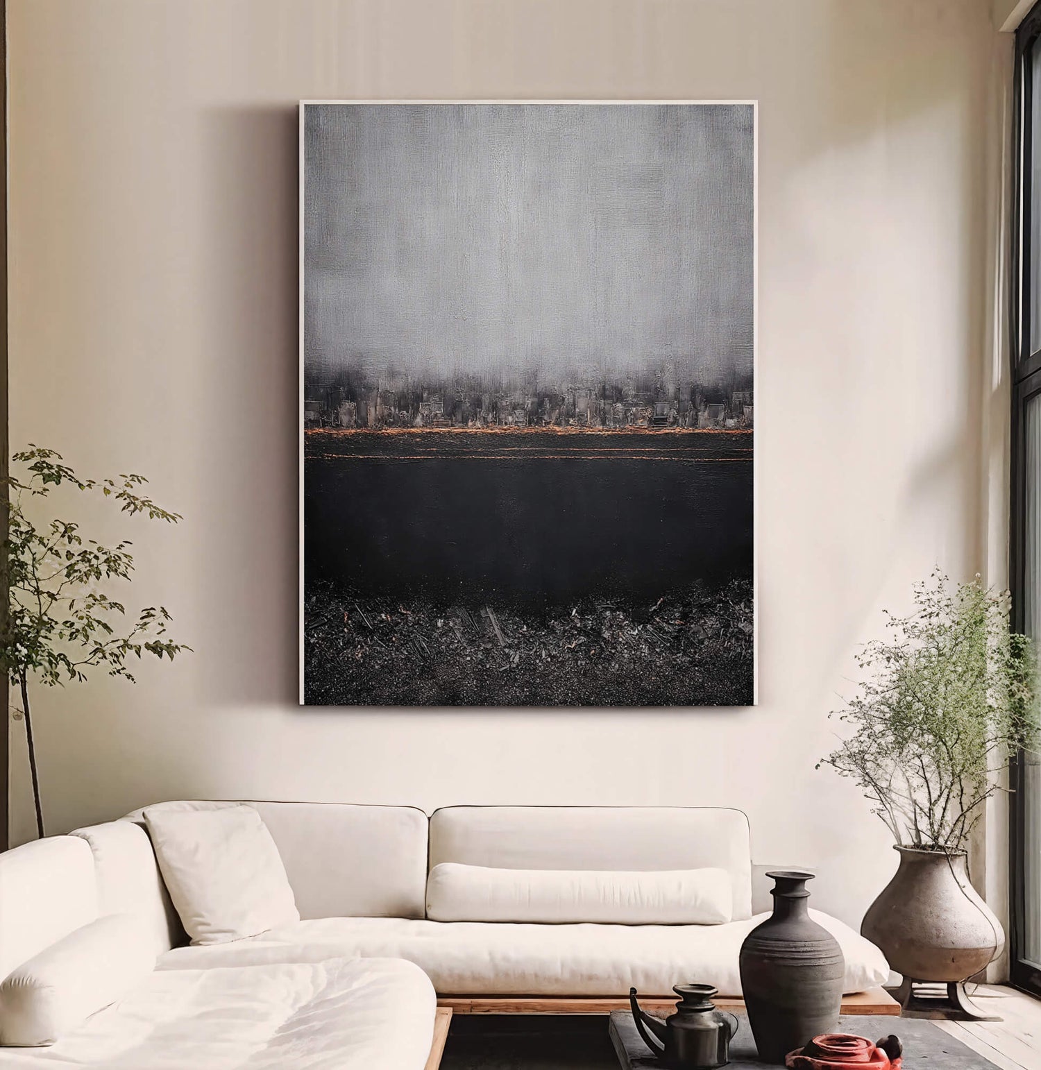 Abstract Art | Charred Urban Silence Living Room Abstract Art