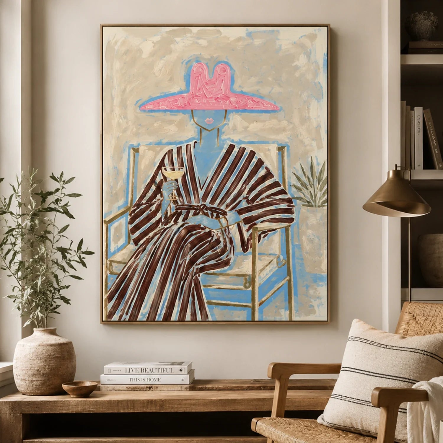 Vintage Americana Art | Pink Hat Leisure Southwest Home Decor Canvas