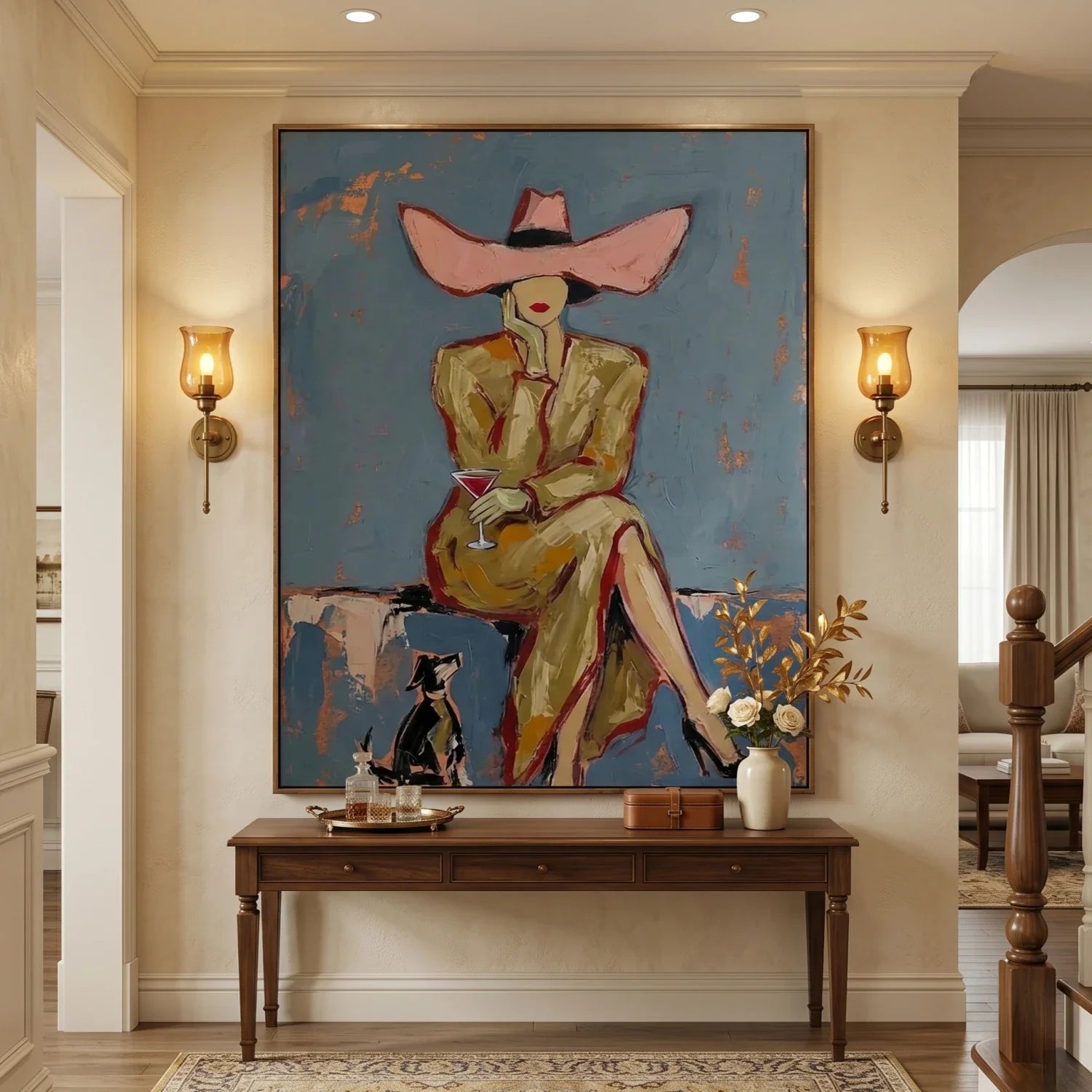 Vintage Americana Art | Western Lady's Sip Western Canvas Wall Decor
