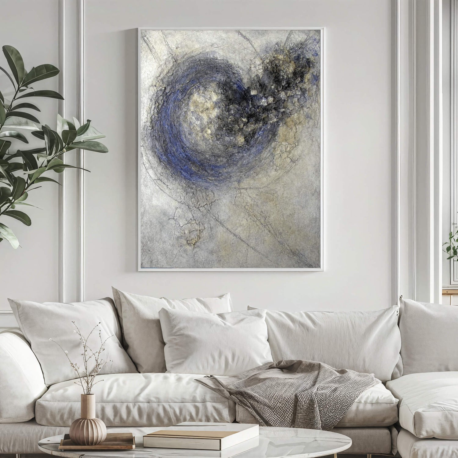 3D-Textured Art | Swirling Blue Core Textured Canvas Wall Art