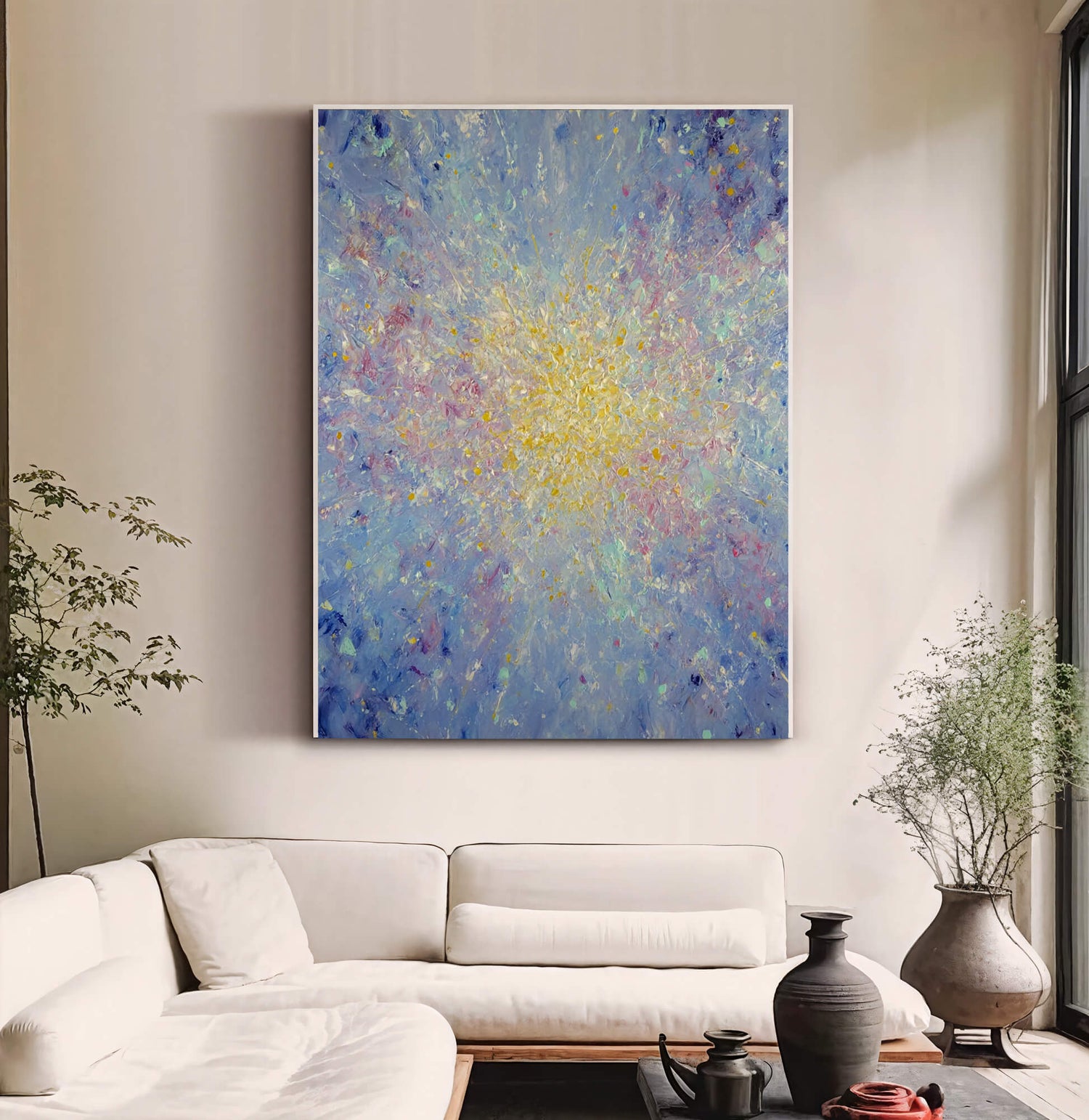 Abstract Art | Prismatic Burst Core Colorful Abstract Canvas Wall Art