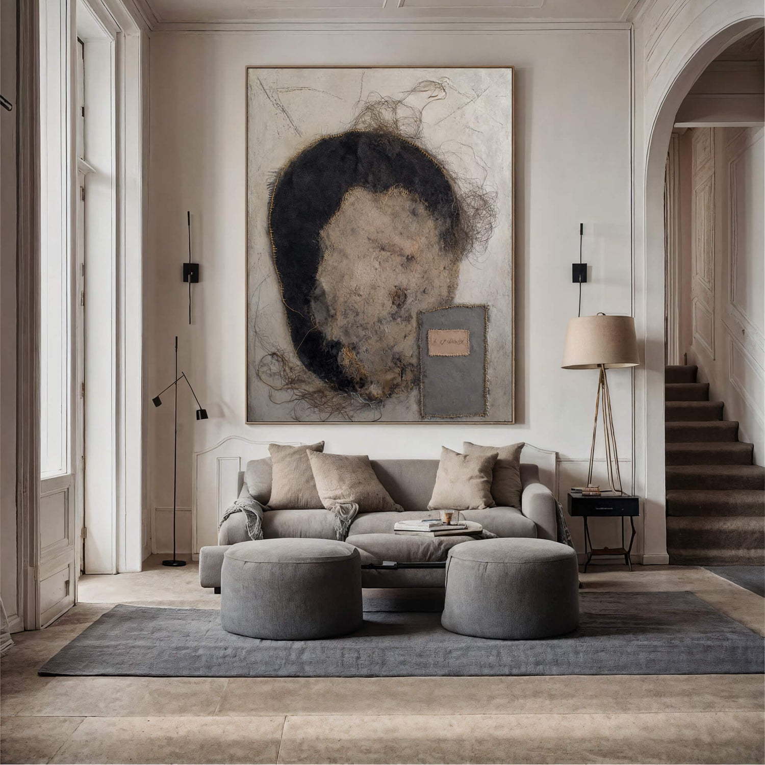 Wabi-Sabi Art | Frayed Fiber Portrait Minimalist Living Room Wall Decor