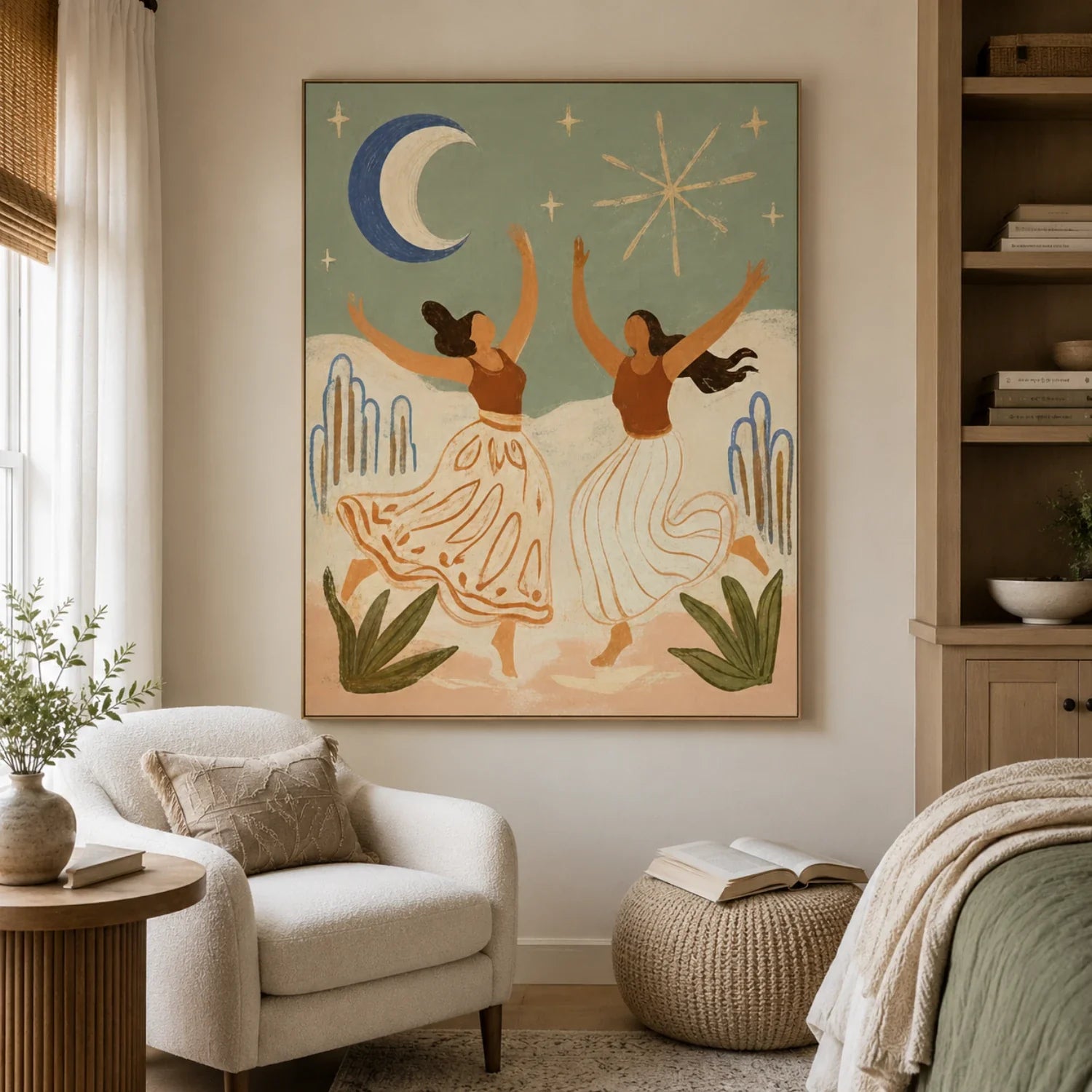 Vintage Americana Art | Moonlight Dance Rustic Living Room Wall Art