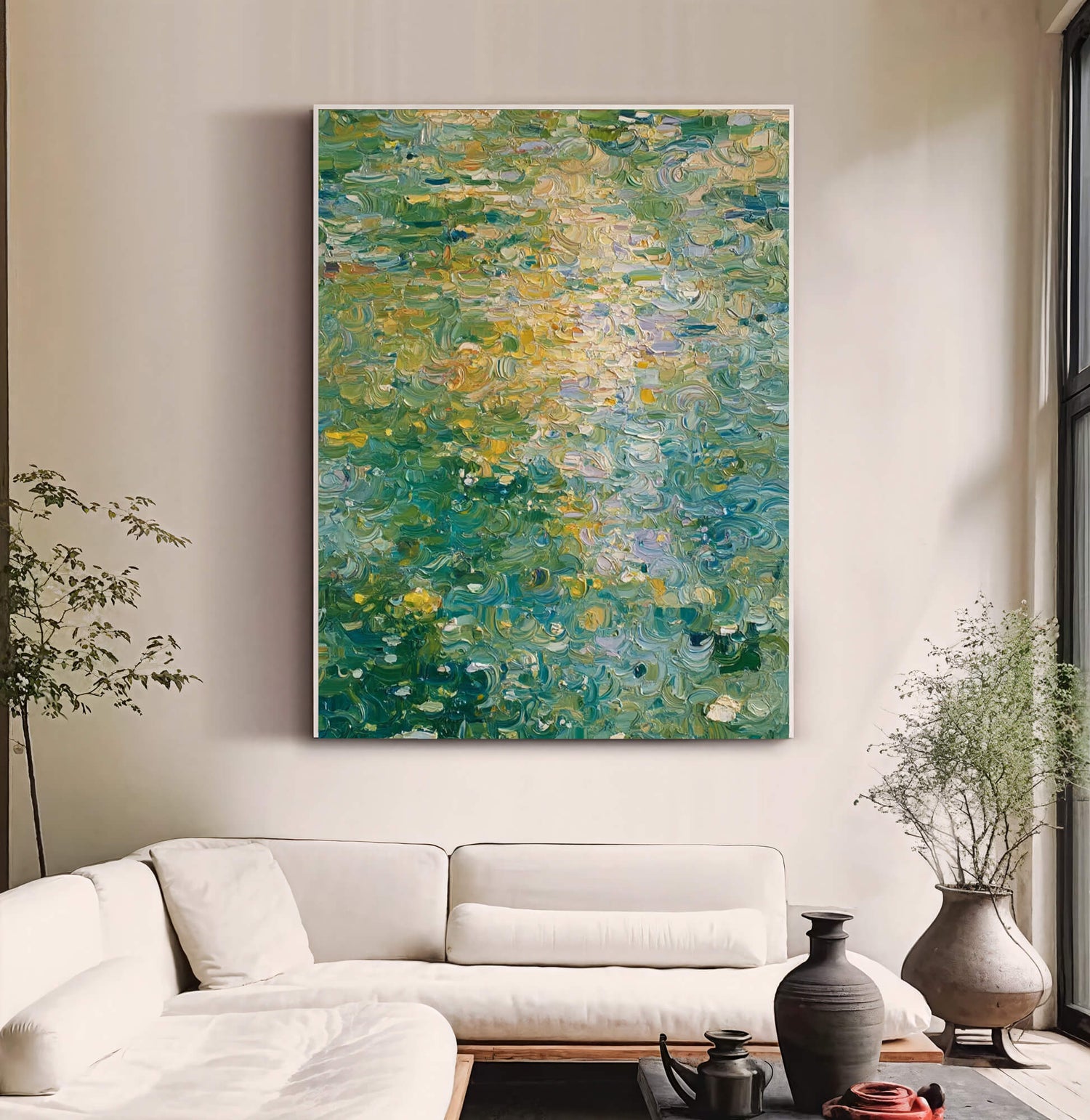 Impressionist Art | Emerald Water Glow Soft Landscape Canvas Wall Art