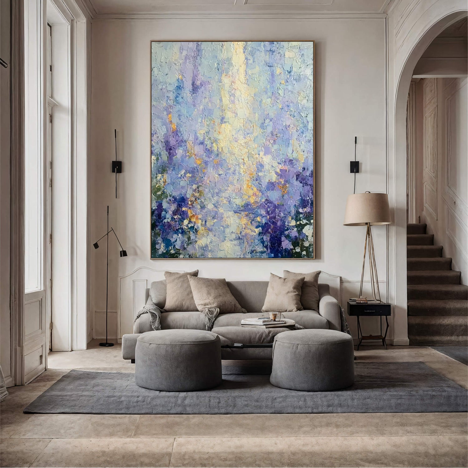 Impressionist Art | Lavender Light Burst Soft Living Room Wall Decor