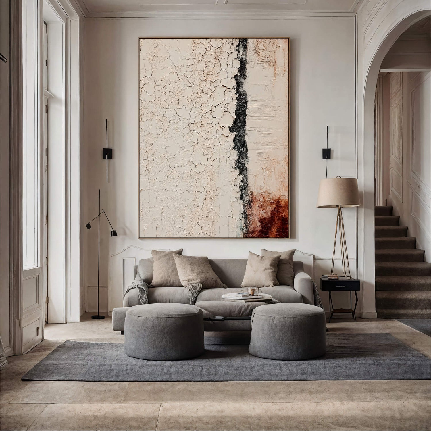 Wabi-Sabi Art | Fractured Wall Echo Minimalist Living Room Wall Decor