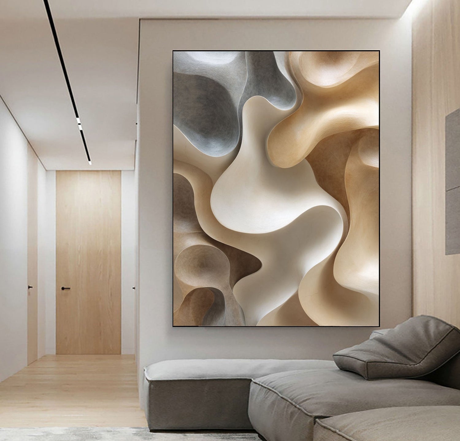 3D-Textured Art | Neutral Curved Relief Neutral Textured Canvas Wall Art