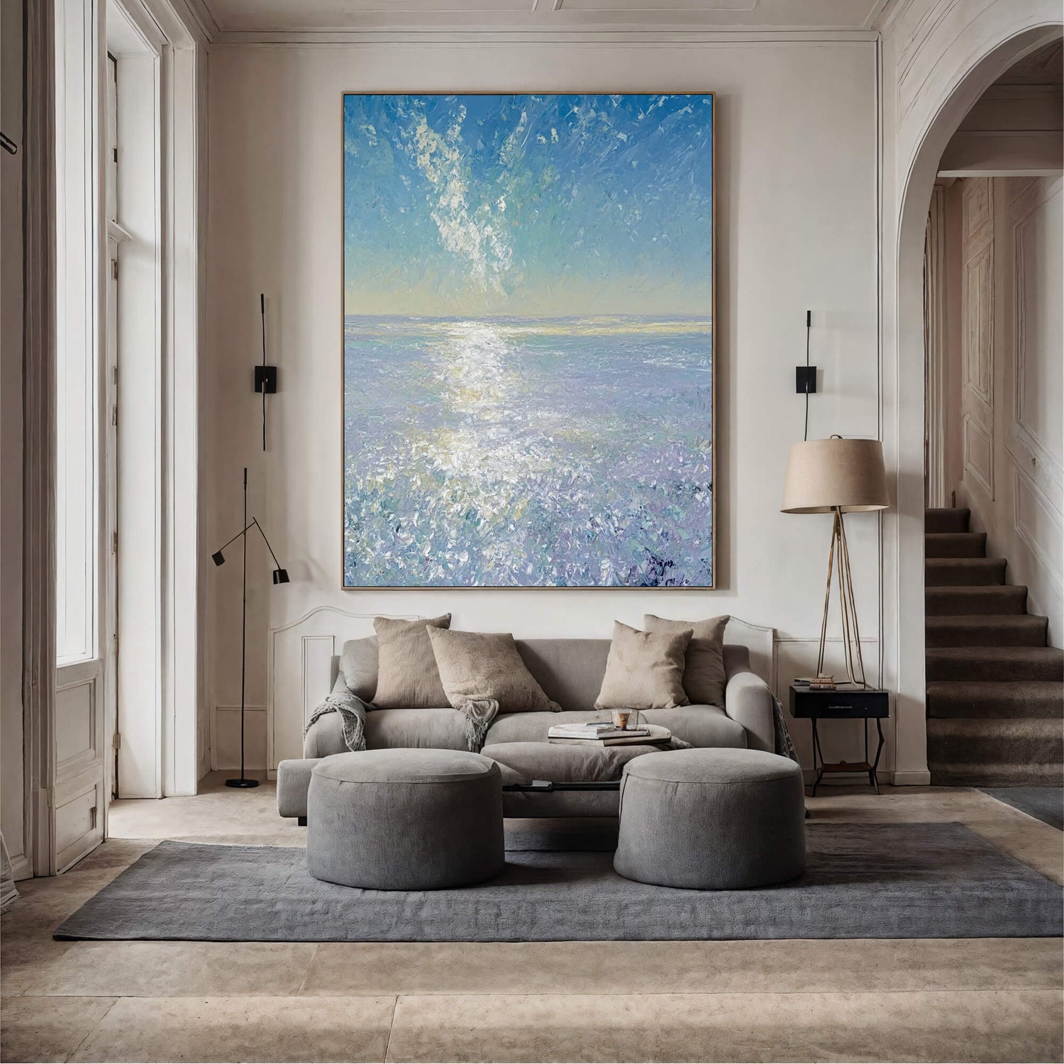 Impressionist Art | Coastal Light Path Soft Landscape Canvas Wall Art