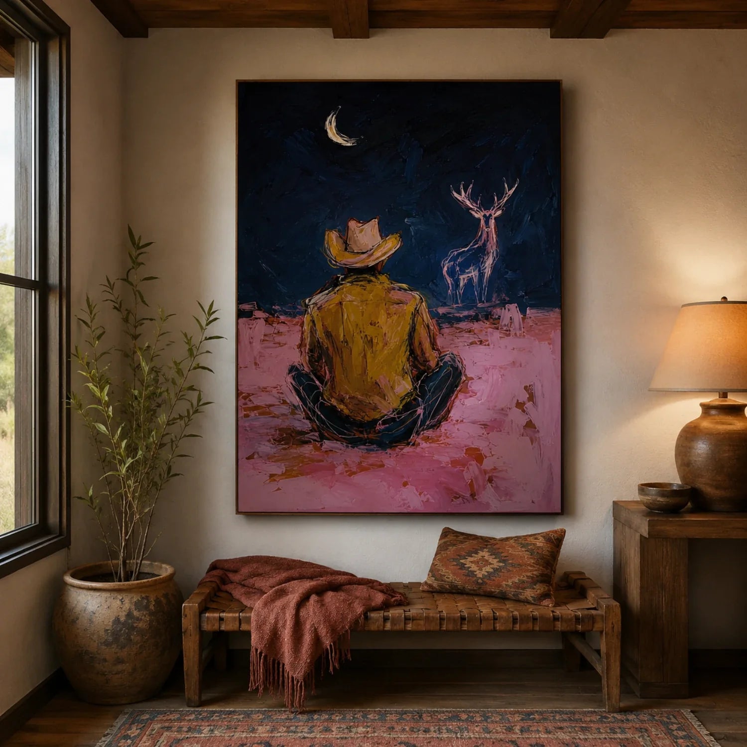 POP Art | Lunar Witness on the Quiet Frontier Western Canvas Wall Decor