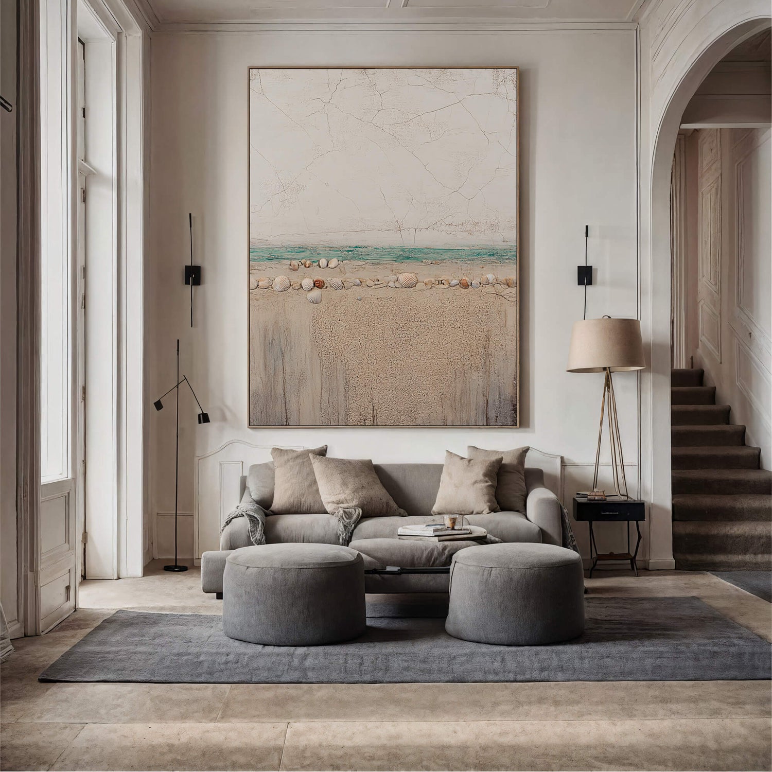 Wabi-Sabi Art | Coastal Shell Horizon Neutral Earth Tone Wall Art