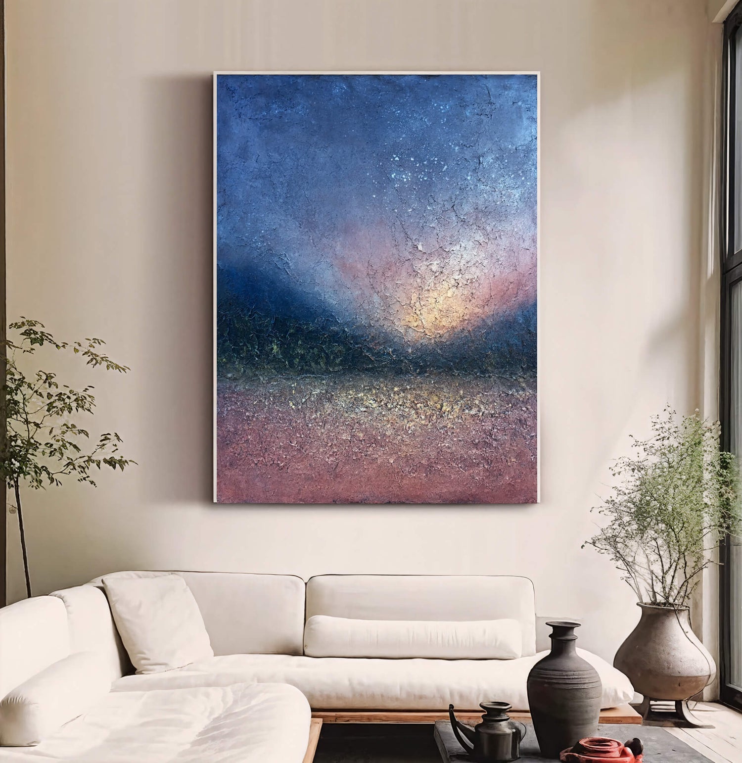 Wabi-Sabi Art | Dusk Cracked Horizon Weathered Textured Wall Art