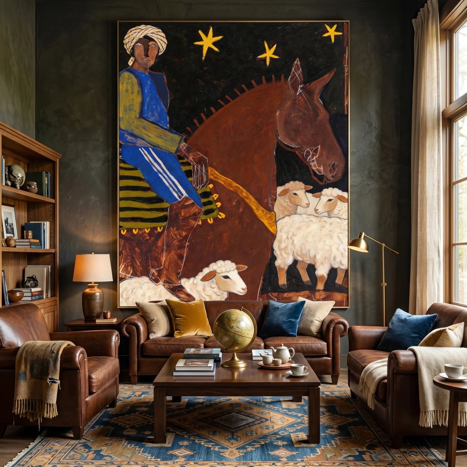 Vintage Americana Art | Night Rider Western Canvas Wall Decor