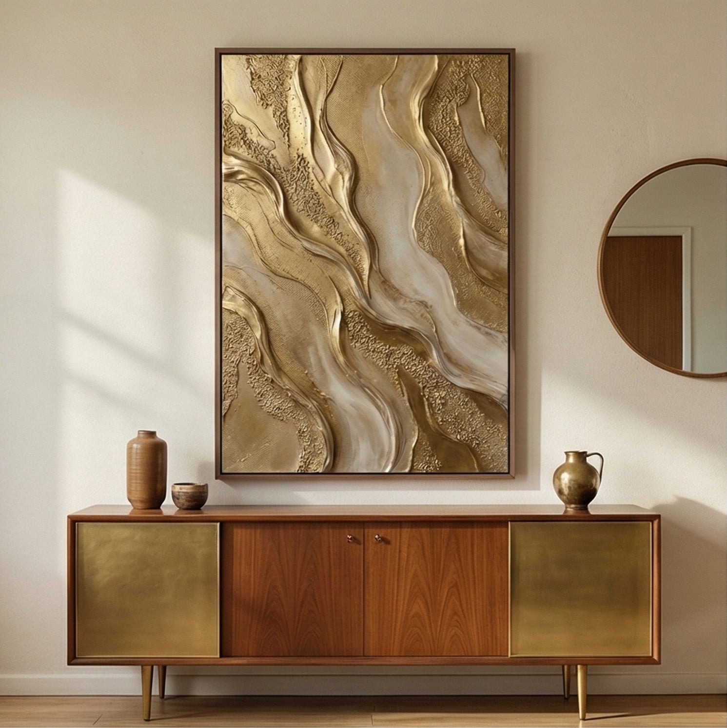Contemporary Luxe Art | Golden Current Gold Accent Luxury Wall Art