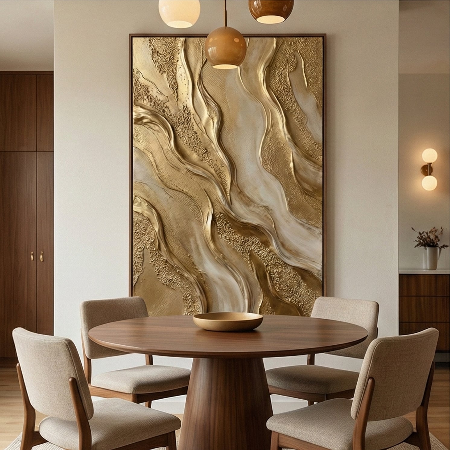 Contemporary Luxe Art | Golden Current Gold Accent Luxury Wall Art