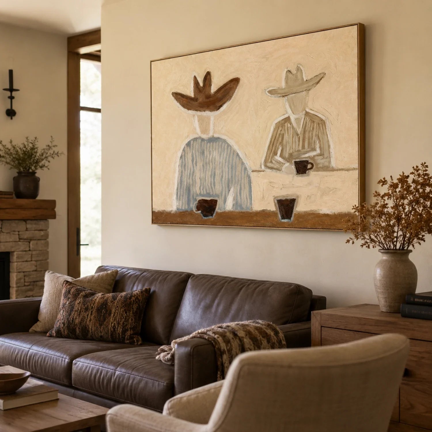 Vintage Americana Art | Between Sips of Silence Western Lifestyle Wall Decor