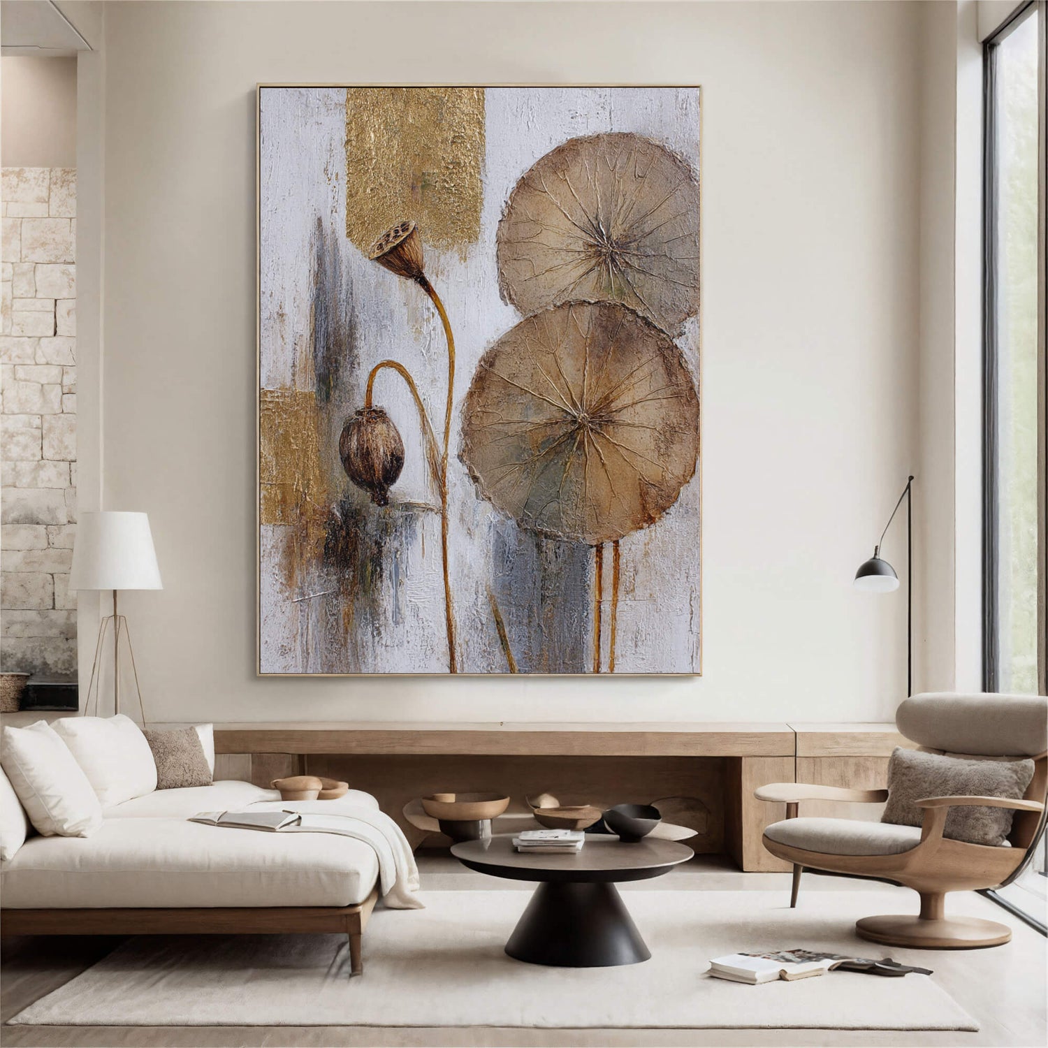 Wabi-Sabi Art | Withered Lotus Pods Calm Bedroom Wall Art