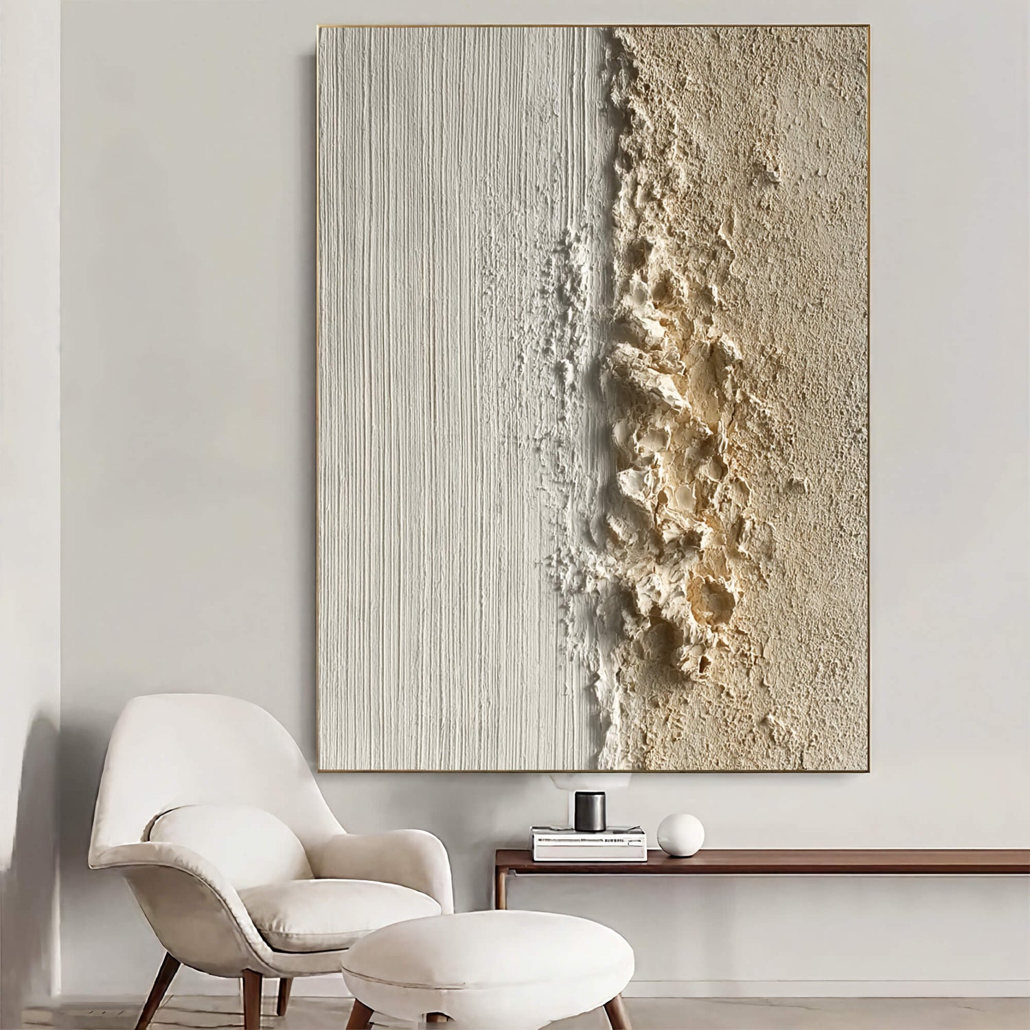 Wabi-Sabi Art | Textured Plaster Divide Earth Tone Wall Decor
