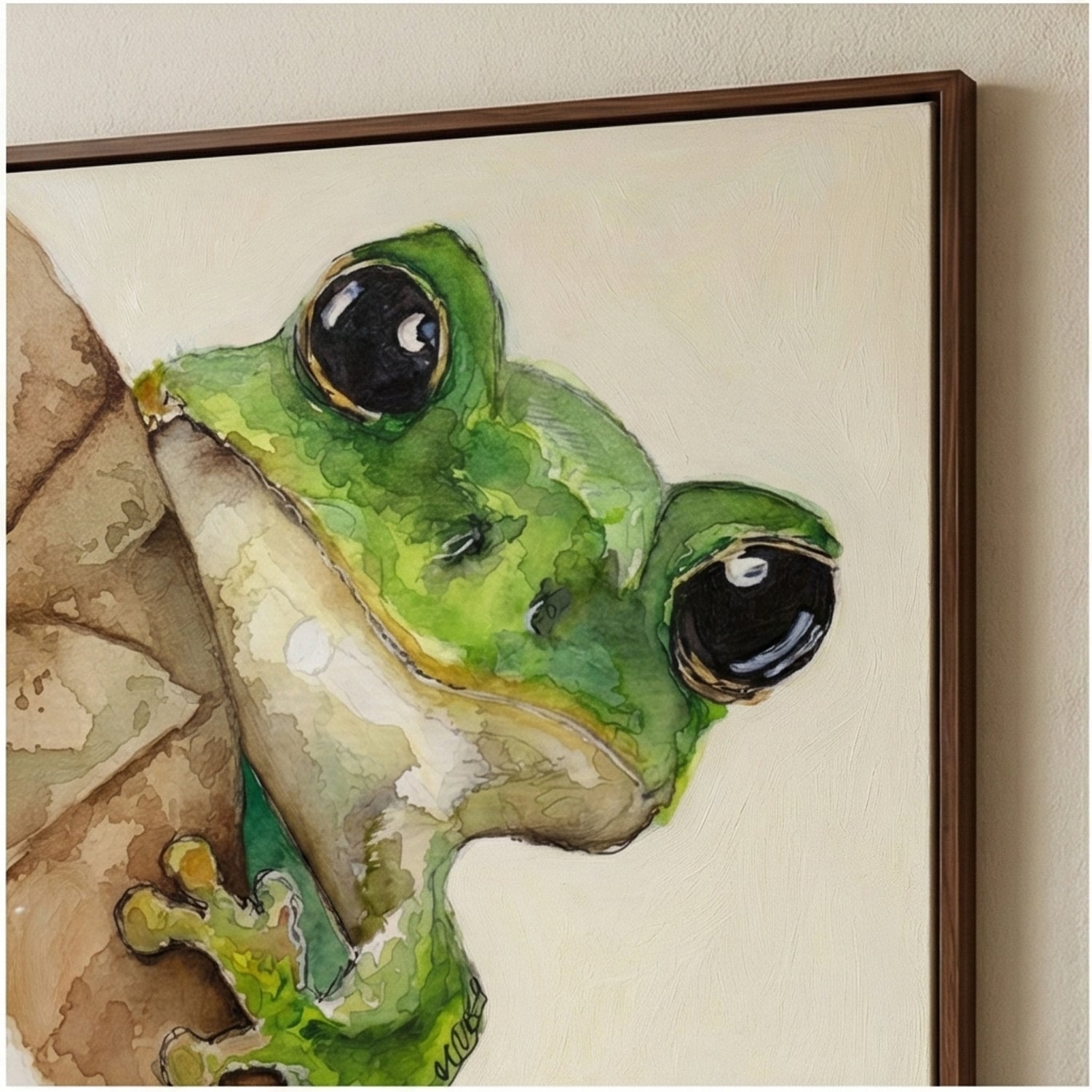 Surreal Art | Frog on Bark Whimsical Surreal Wall Art