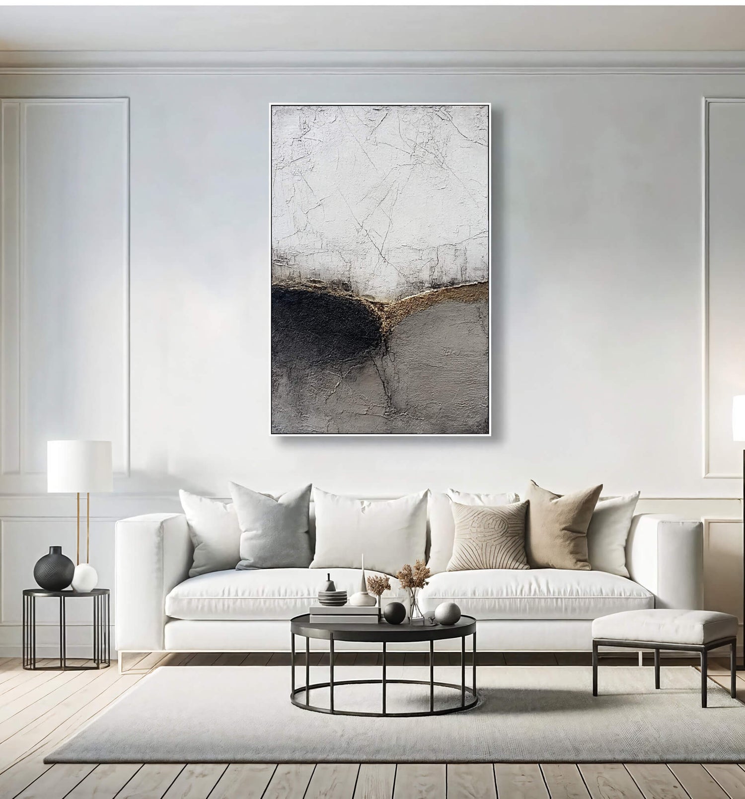 Wabi-Sabi Art | Cracked Horizon Divide Weathered Textured Wall Art