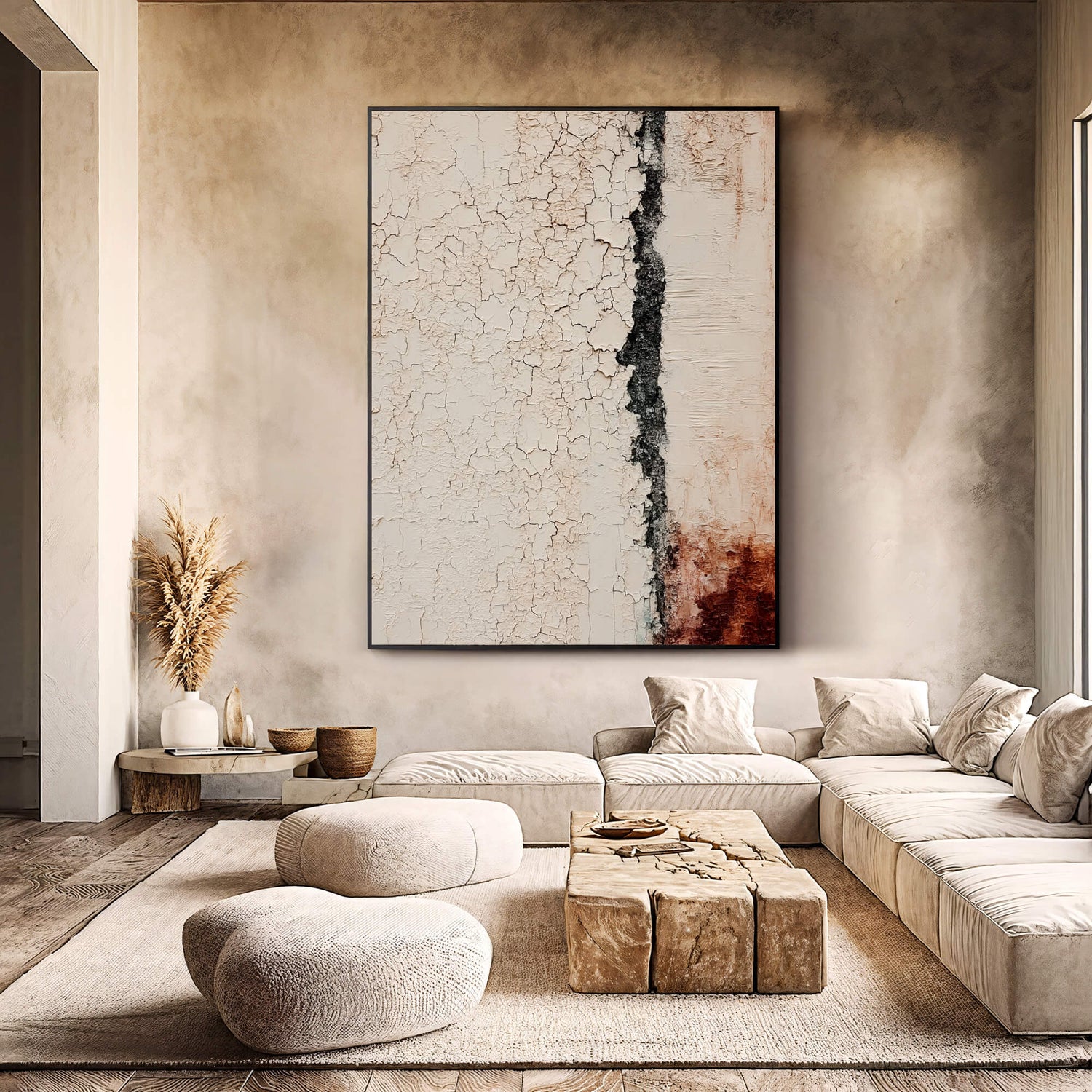 Wabi-Sabi Art | Fractured Wall Echo Minimalist Living Room Wall Decor