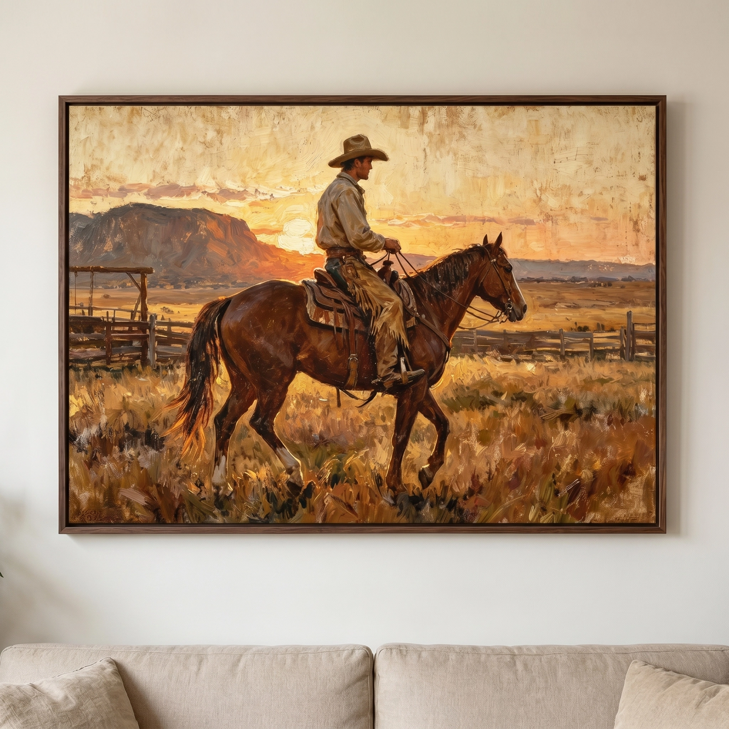 Vintage Americana | Sunset Cowboy Ride Western Canvas Wall Decor