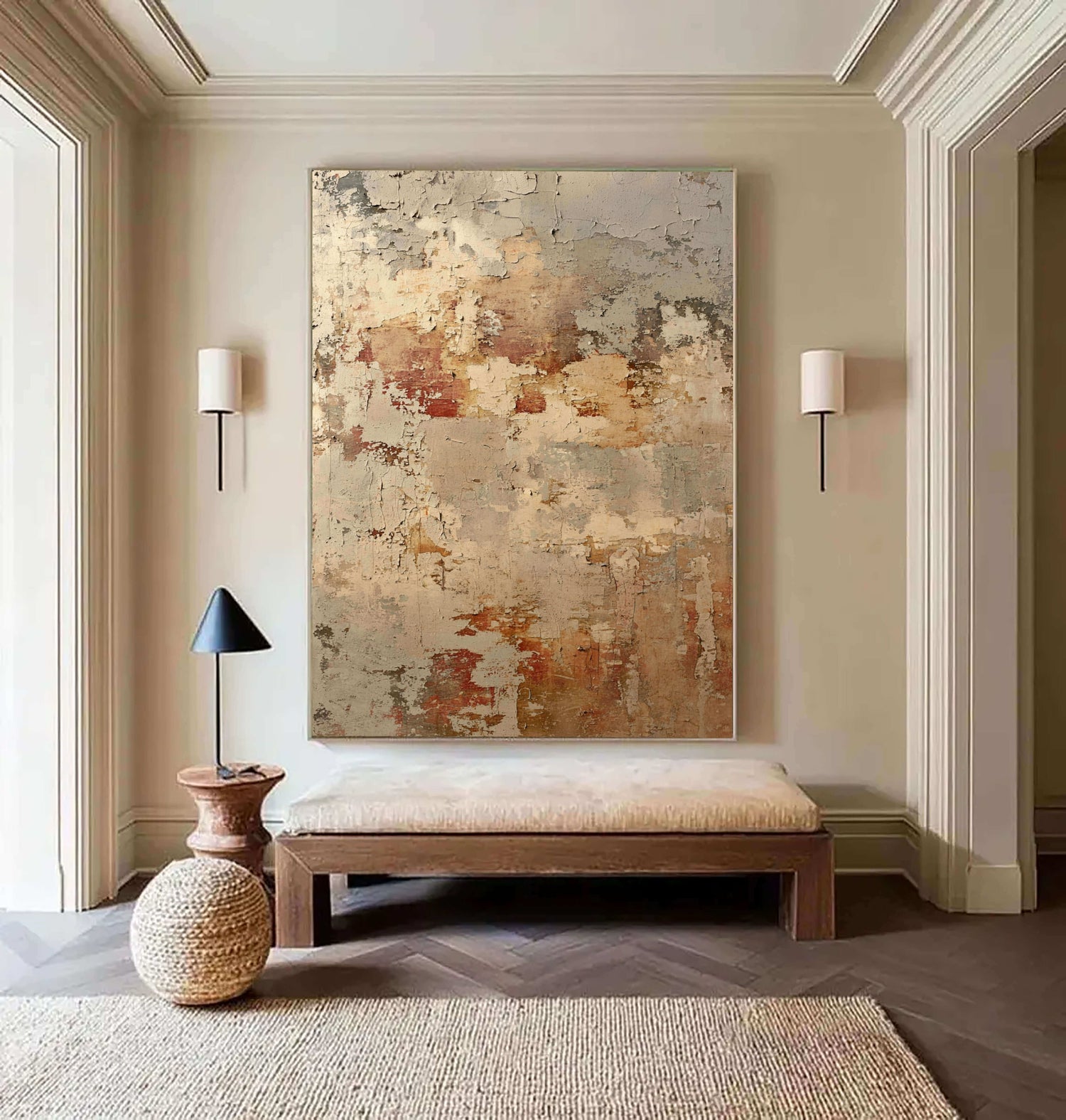 Wabi-Sabi Art | Weathered Patina Hues Weathered Textured Wall Art