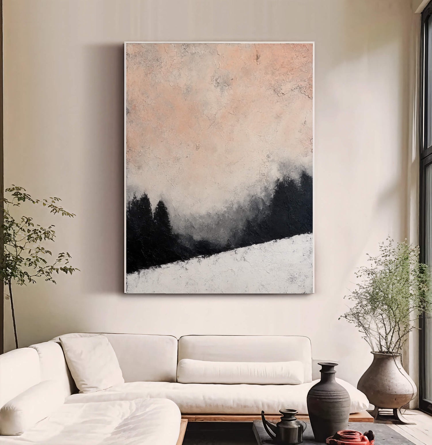 Wabi-Sabi Art | Frosted Pines Mist Earth Tone Wall Decor