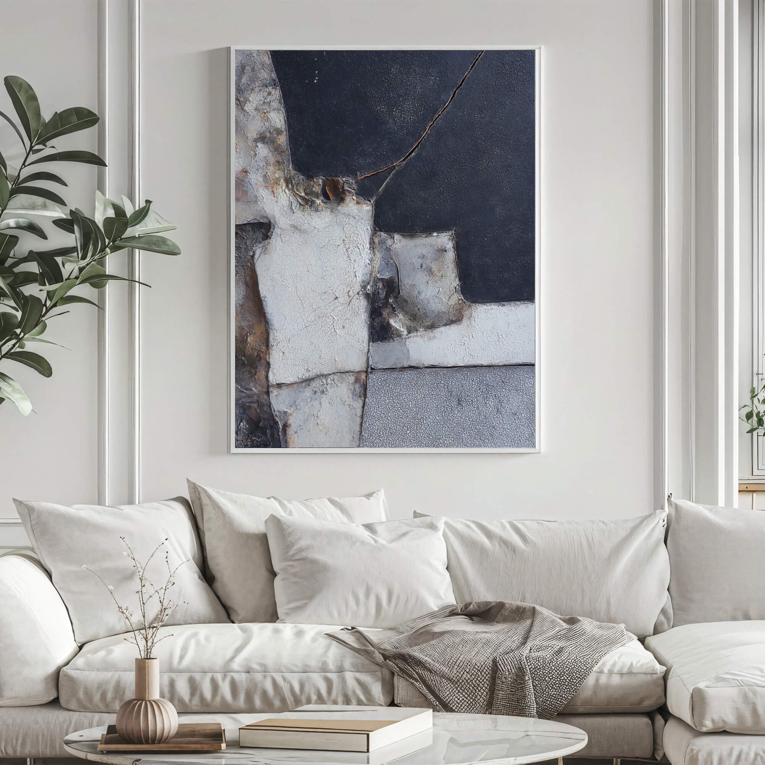 Wabi-Sabi Art | Aged Patchwork Tones Weathered Textured Wall Art