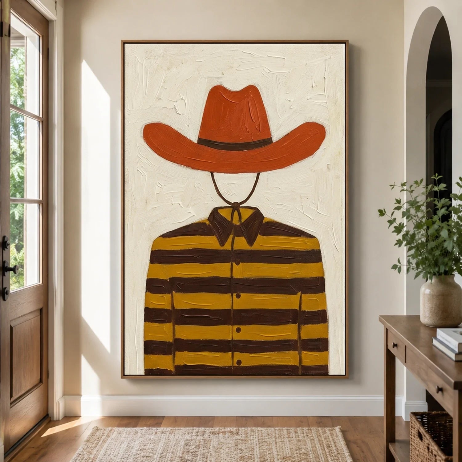 Vintage Americana Art | Striped Cowboy Western Canvas Wall Decor